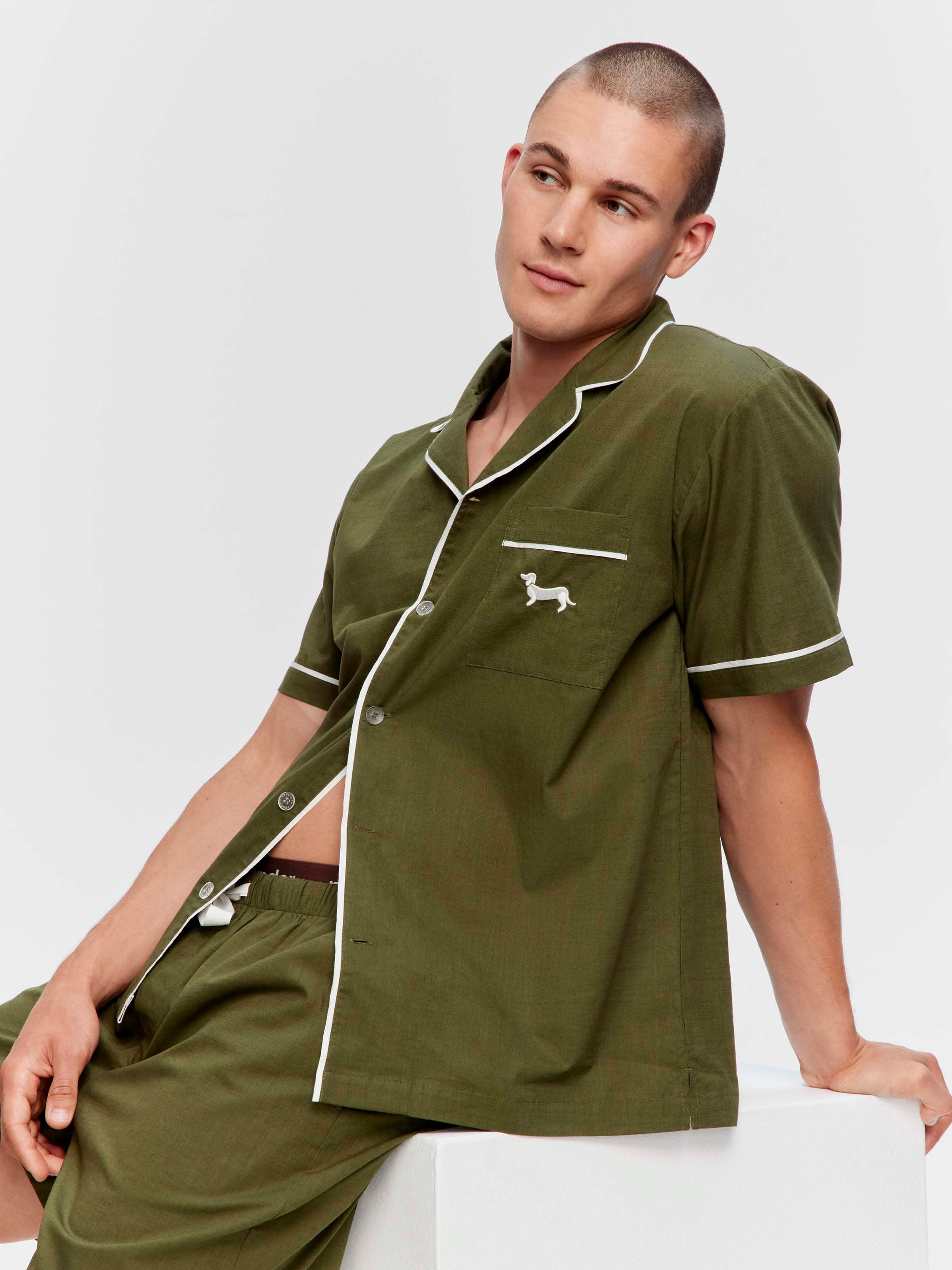 Olive Cotton Short Sleeve Pj Set