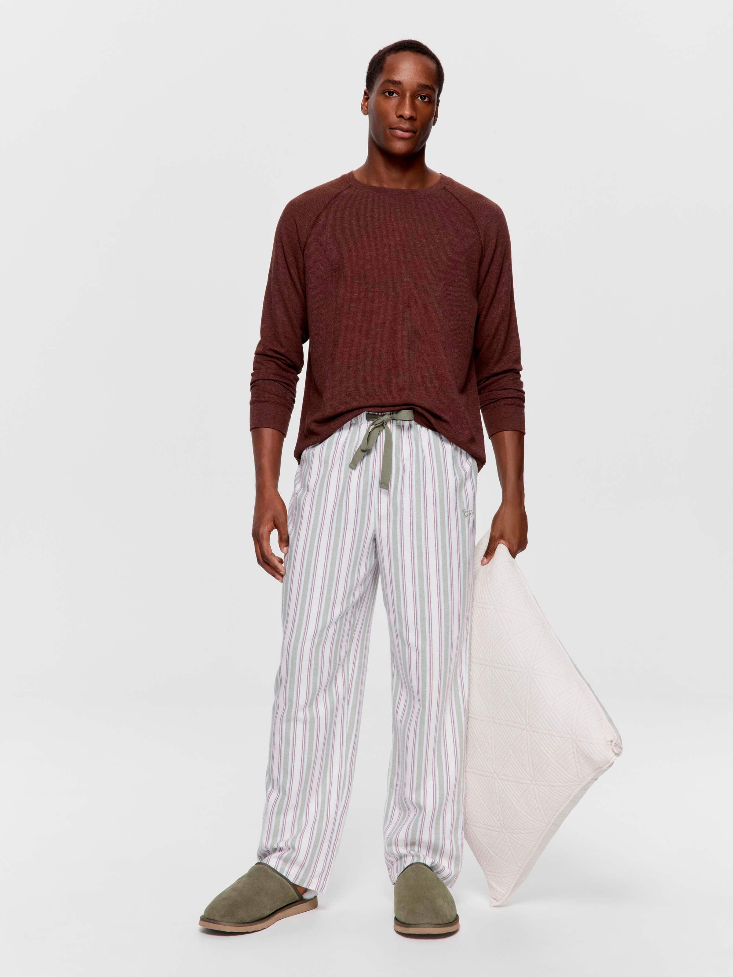 Sage Stripe Flannelette Classic Pj Pant