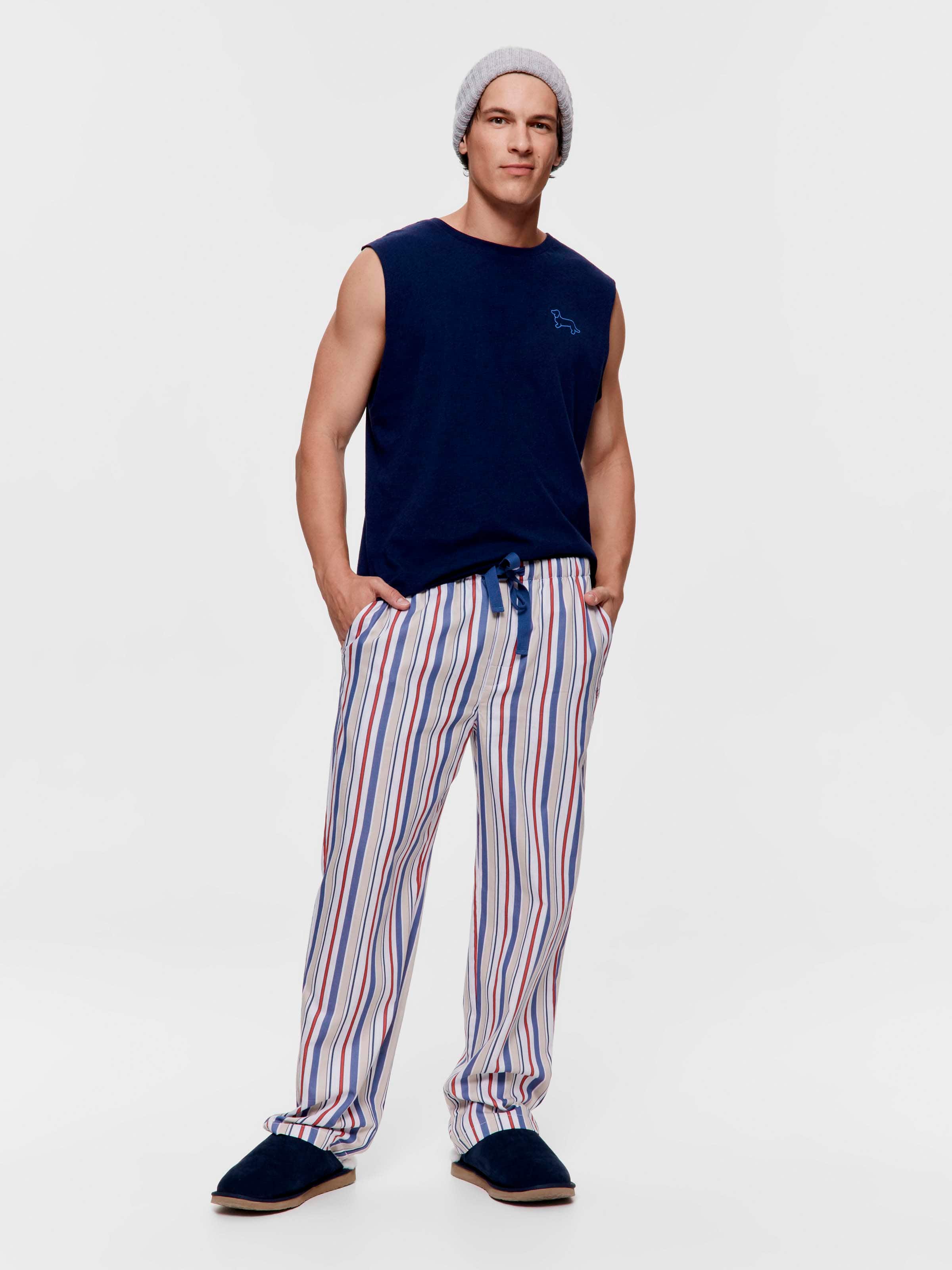 Navy Stripe 100% Cotton Classic Pj Pant
