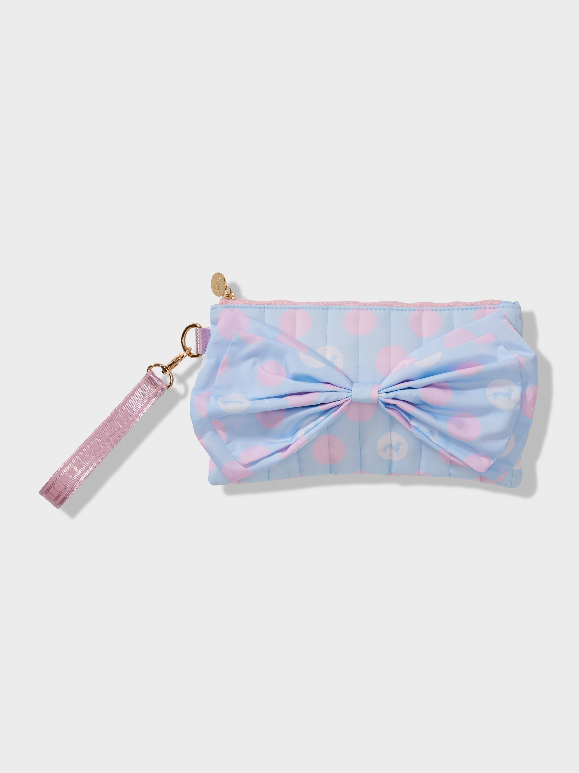 Blue & Pink Polka Dot Bow Cos Pouch.
