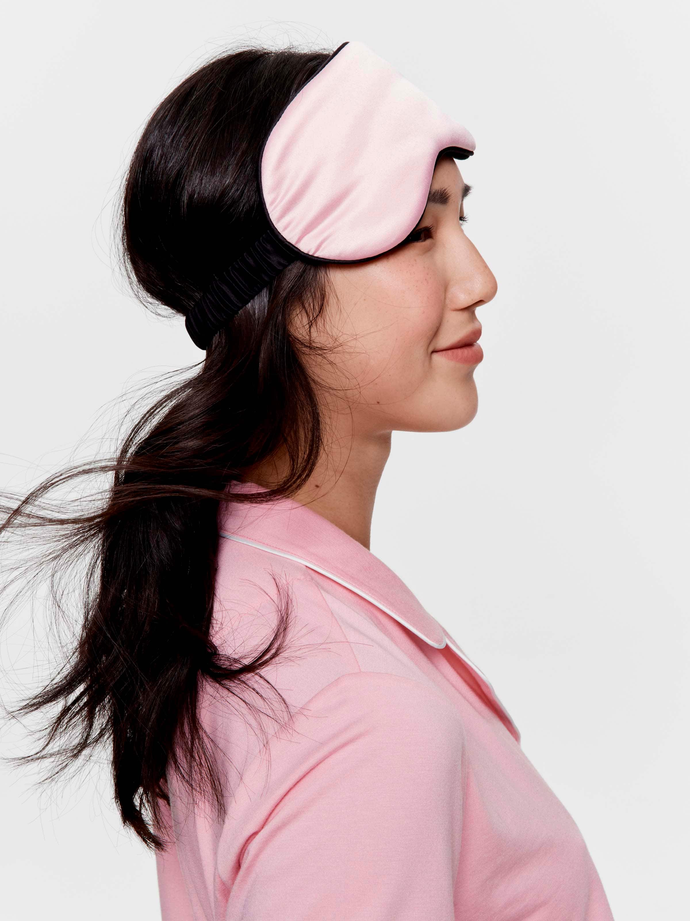 Pink Satin Eye Mask With Pouch