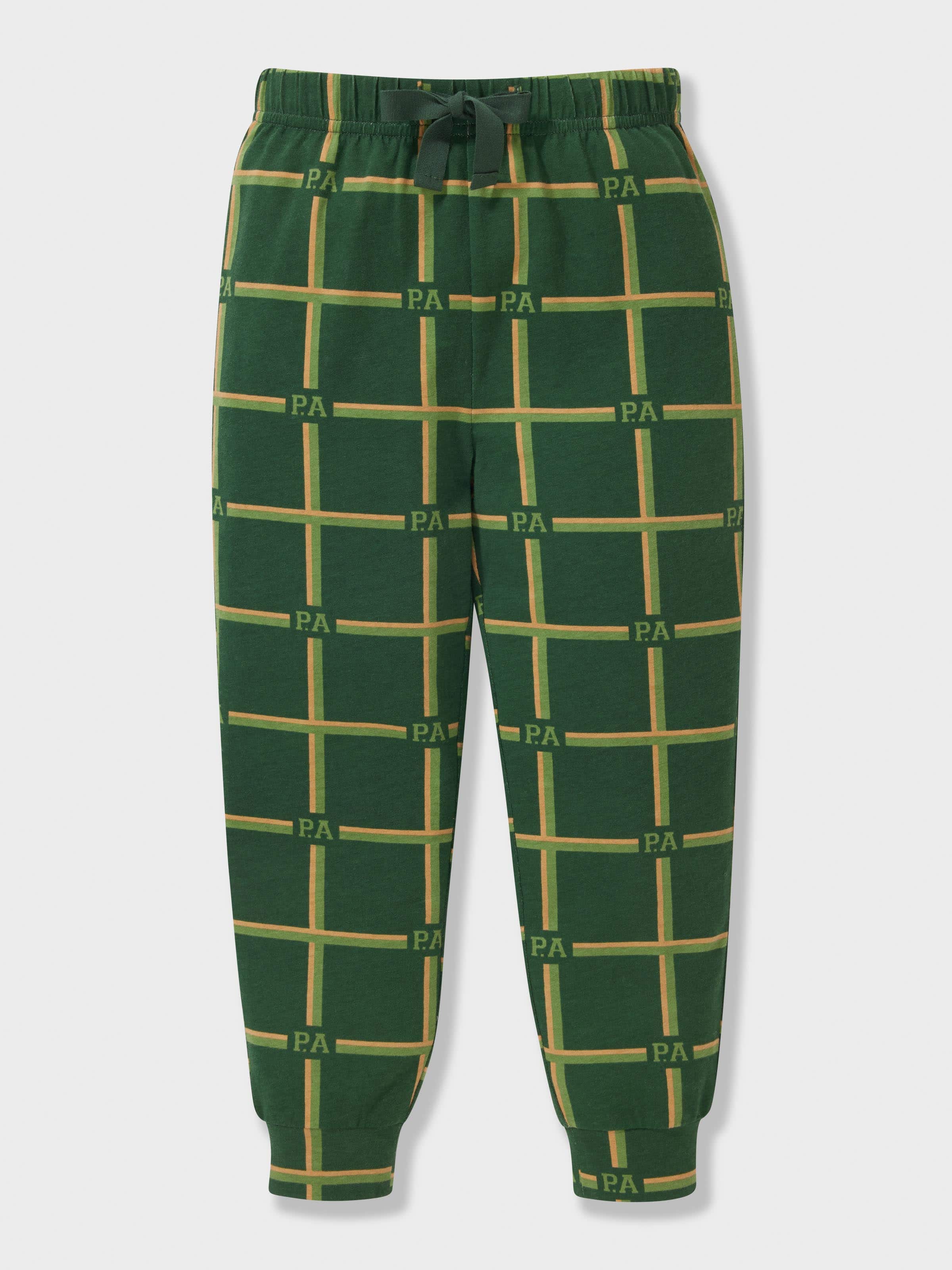 Boys Green Check Long Pj Set