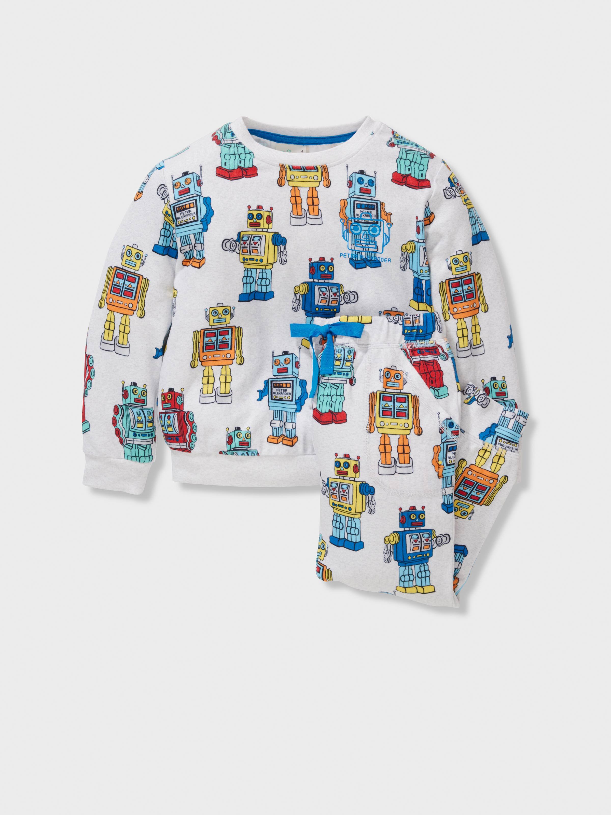 Jnr Boys Toy Robots Plush Long Pj Set