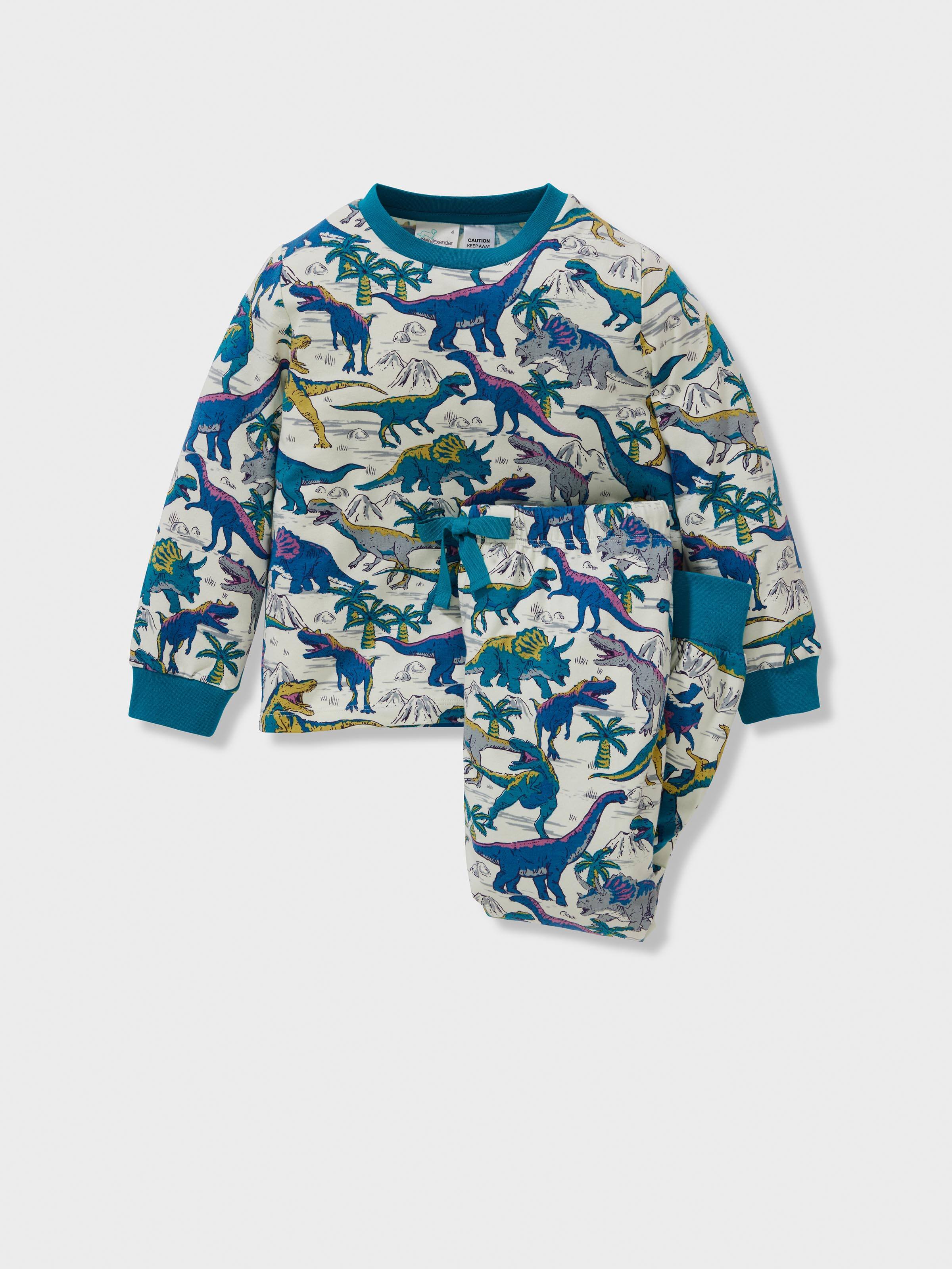 Jnr Boys Dinosaur Long Print Pj Set