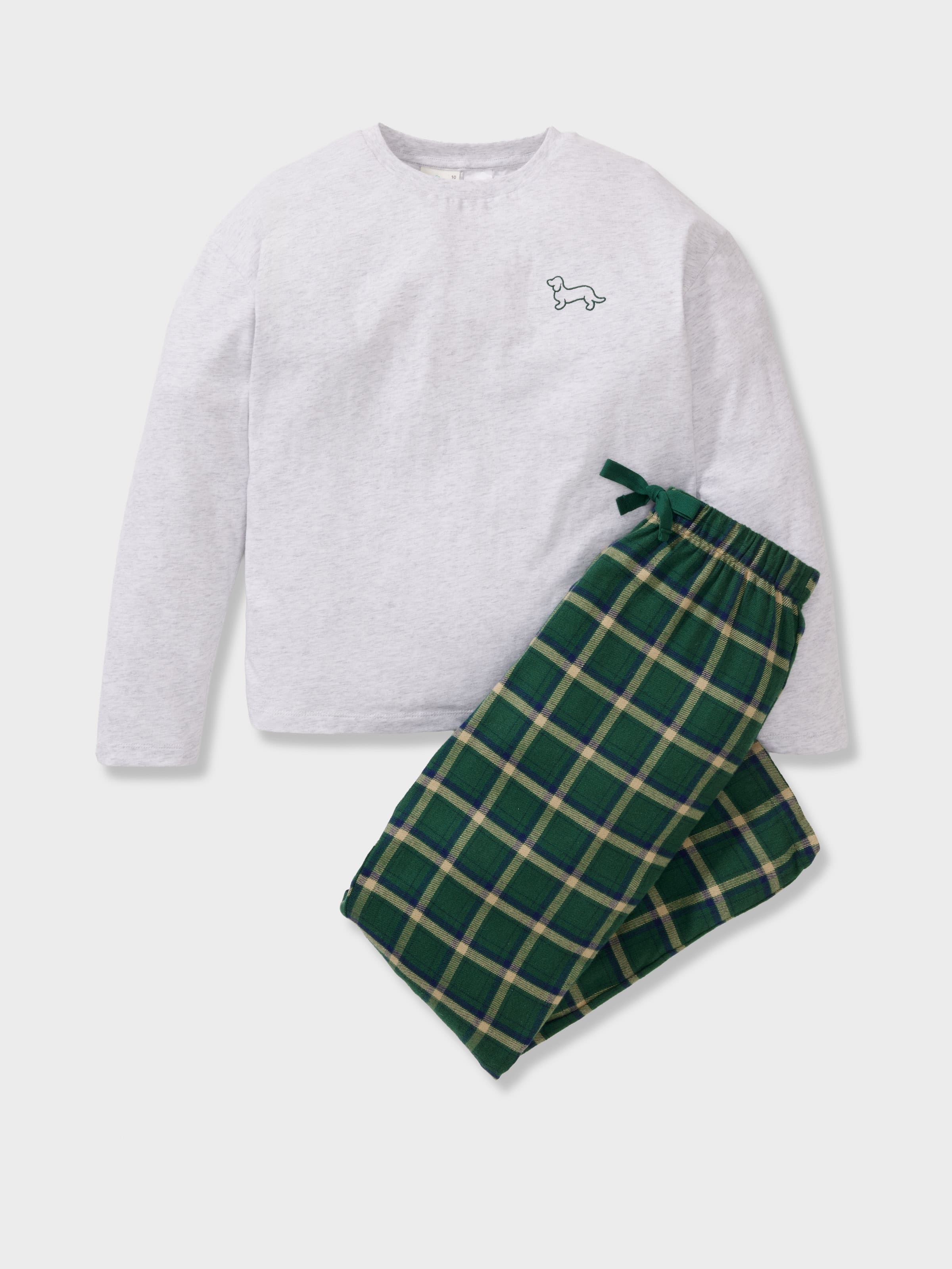 Boys Green Check Flannelette Long Pj Set