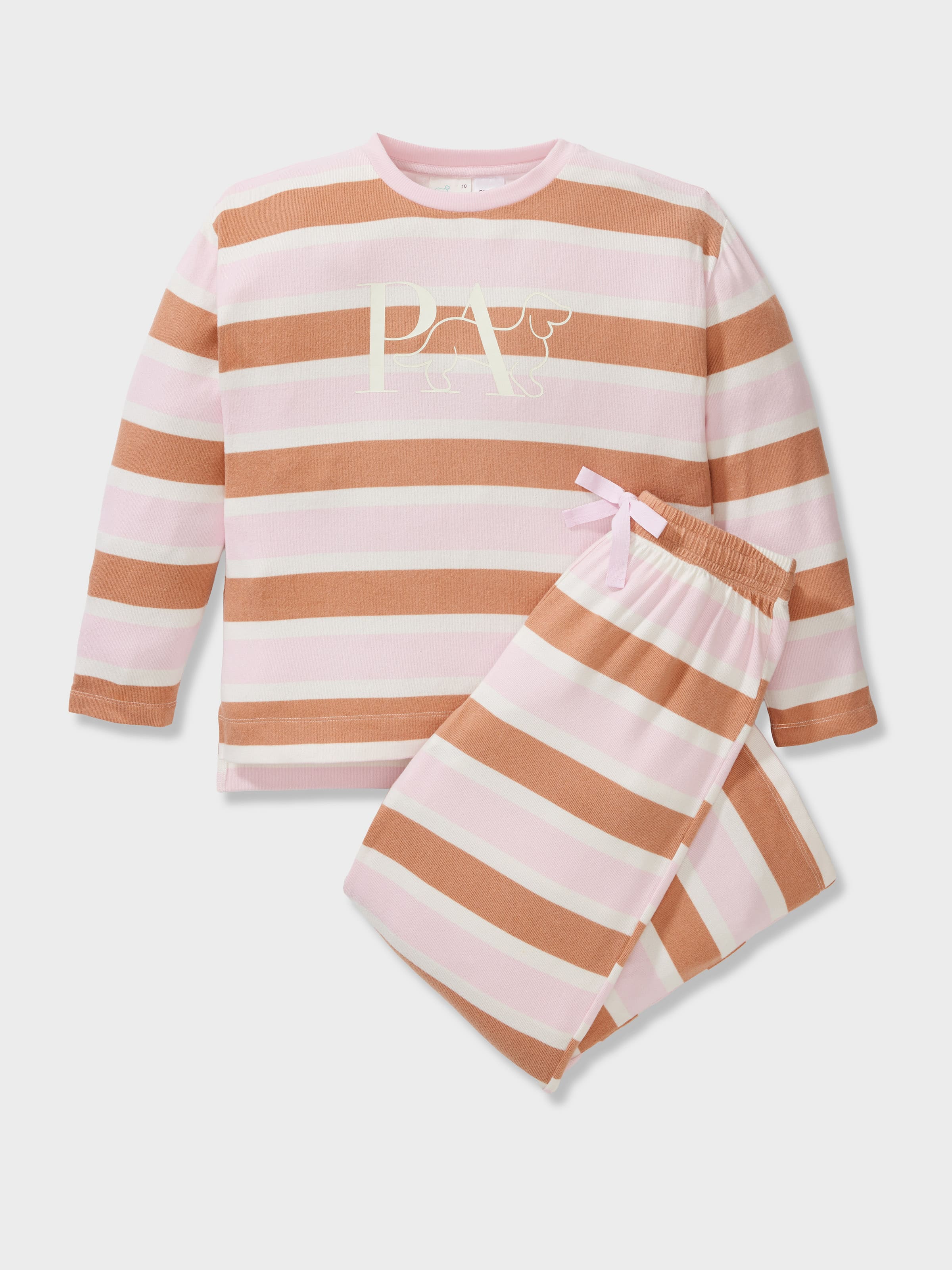 Girls Fuzzy Stripe Long Pj Set