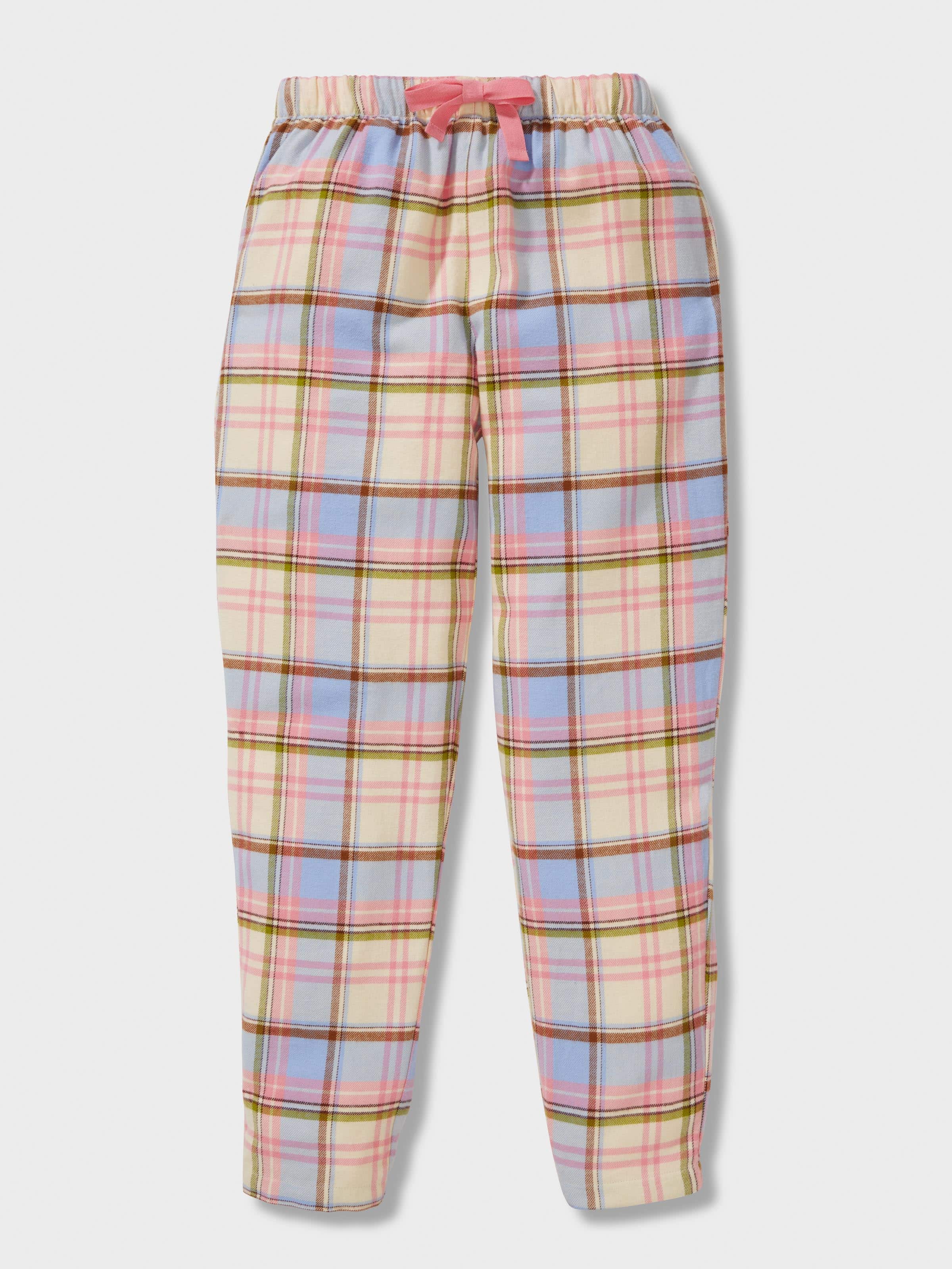 Girls 100% Cotton Flanellette Check Long Classic Pj Set