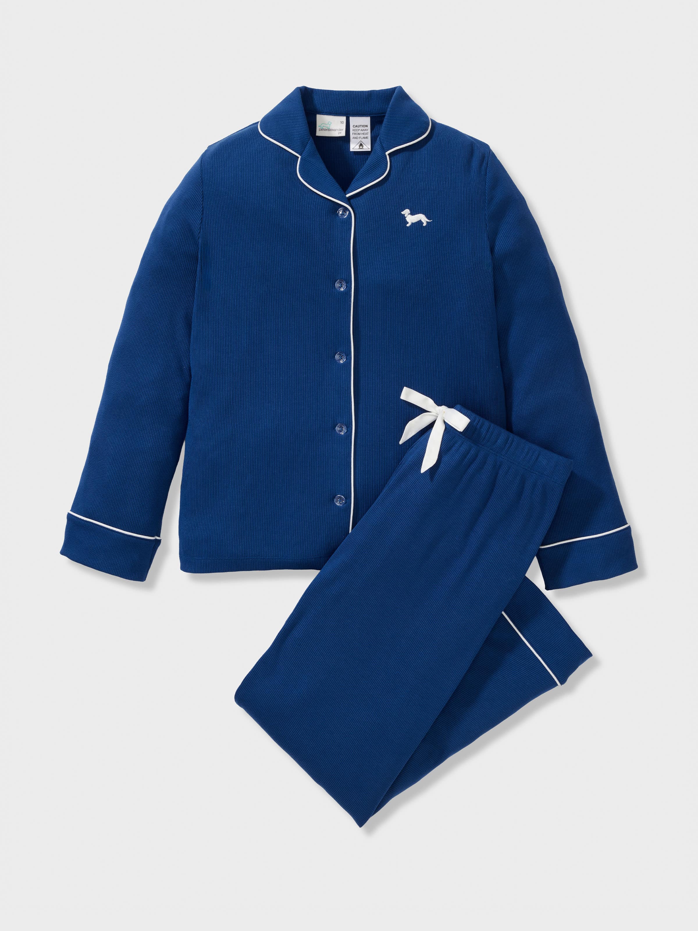 Girls Blue Bamboo Rib Long Classic Pj Set