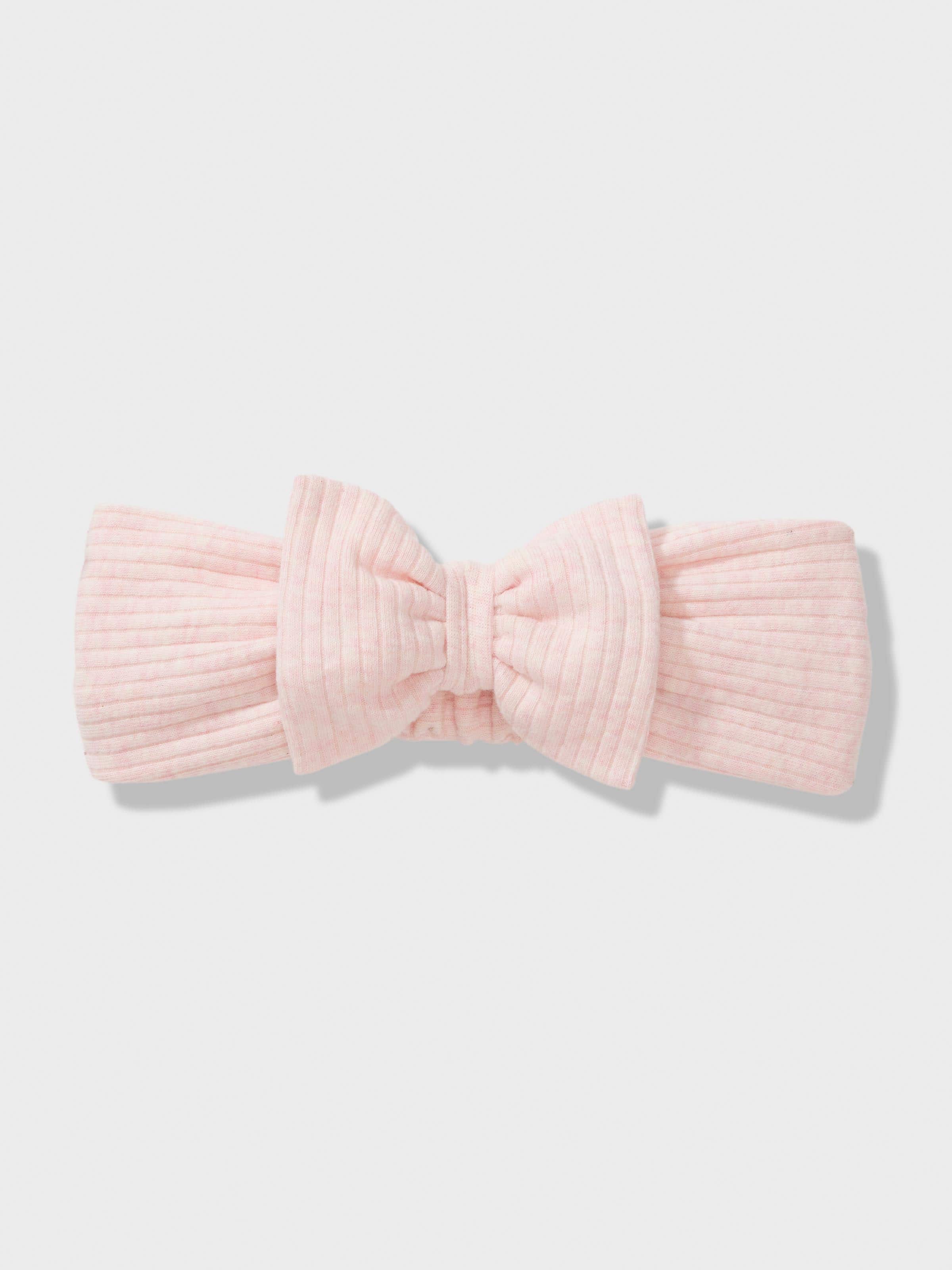 Baby Organics Pink Cotton Rib Bow & Booties Set