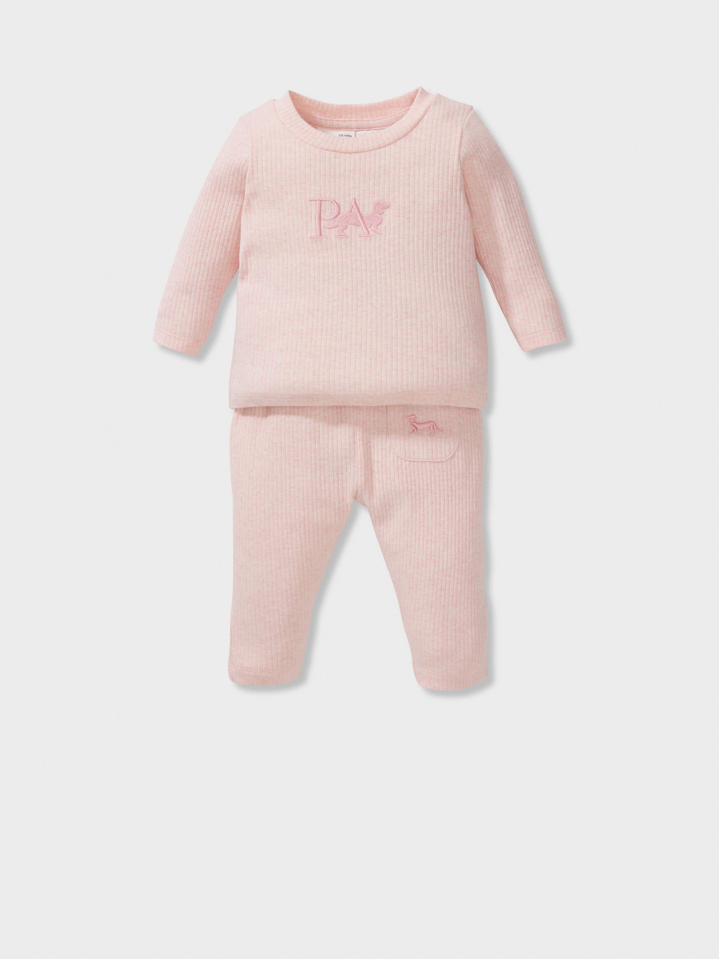 Baby Organics Pink Cotton Rib Long Pj Set