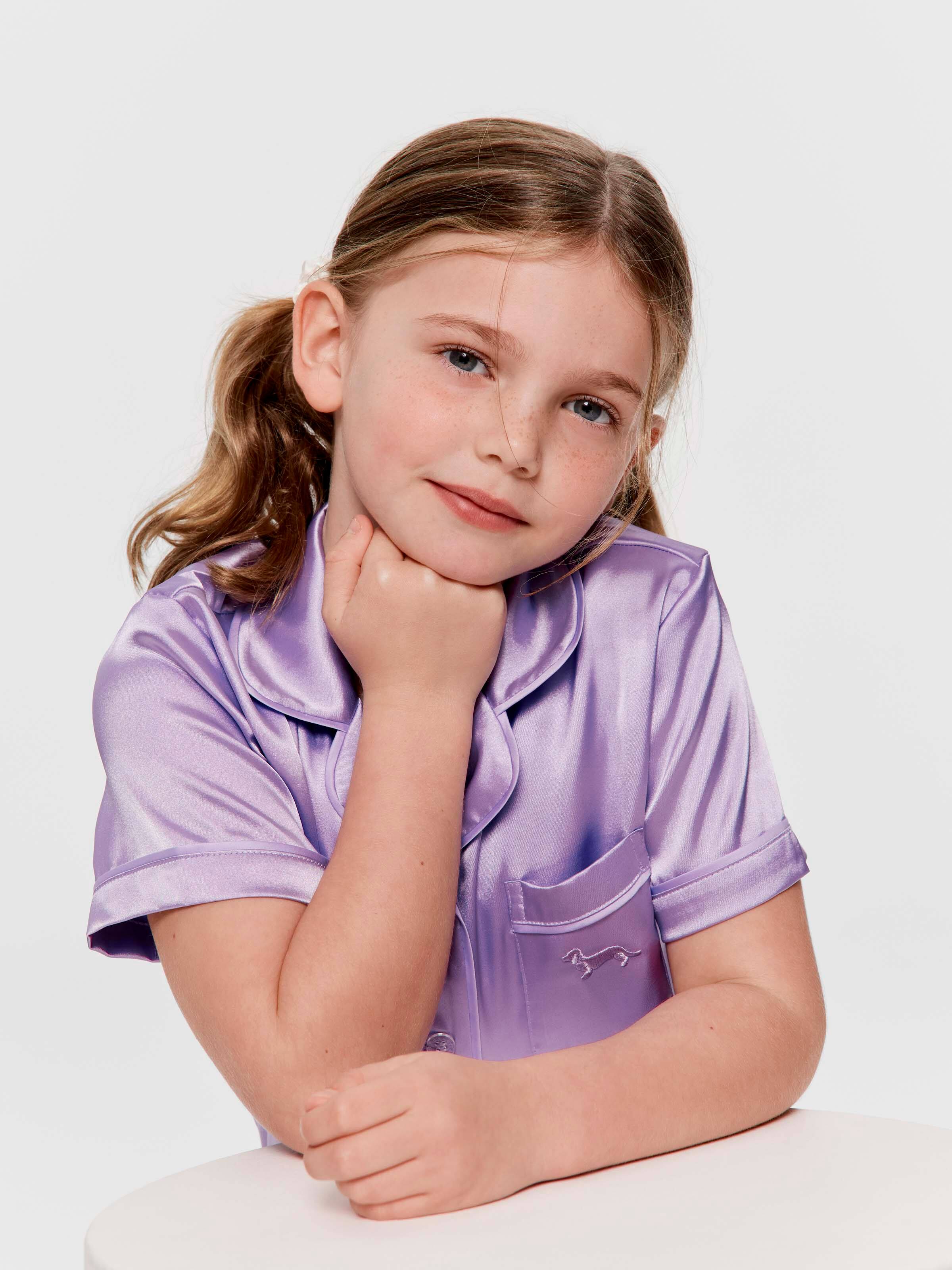 Jnr Girls Iris Satin Classic Shortie Pj Set