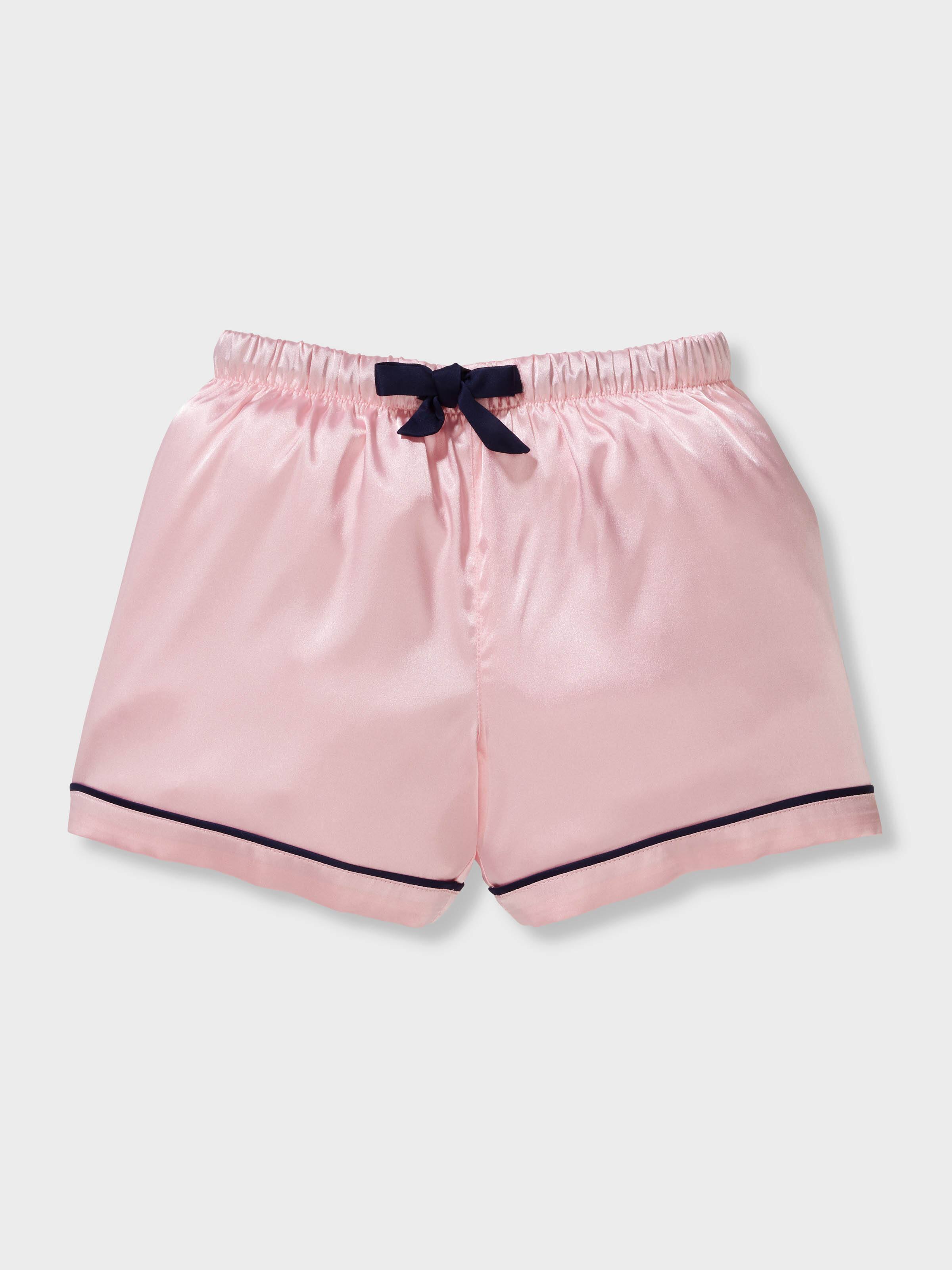 Jnr Girls Candy Pink Satin Classic Shortie Pj Set