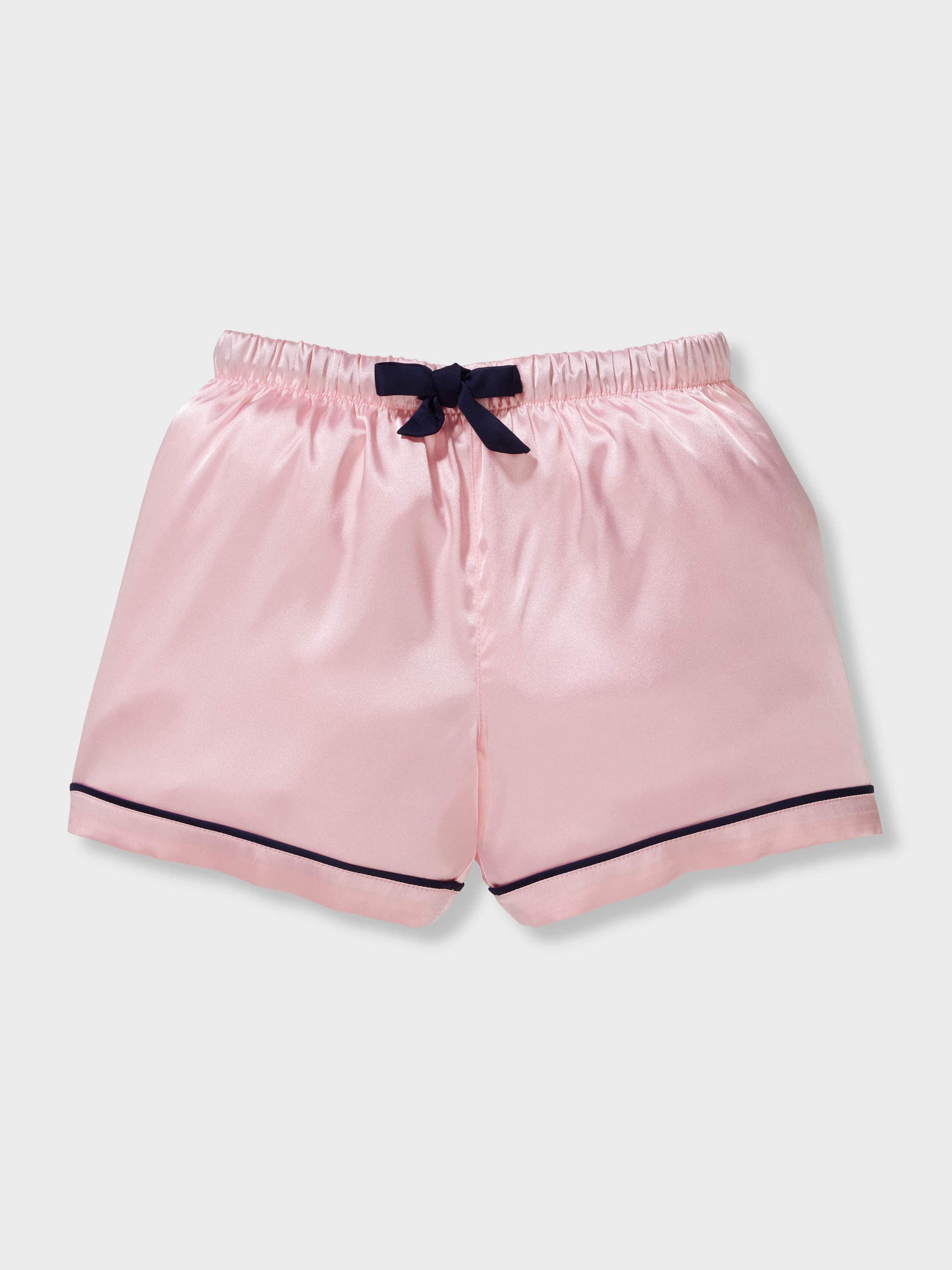 Girls Candy Pink Satin Classic Shortie Pj Set