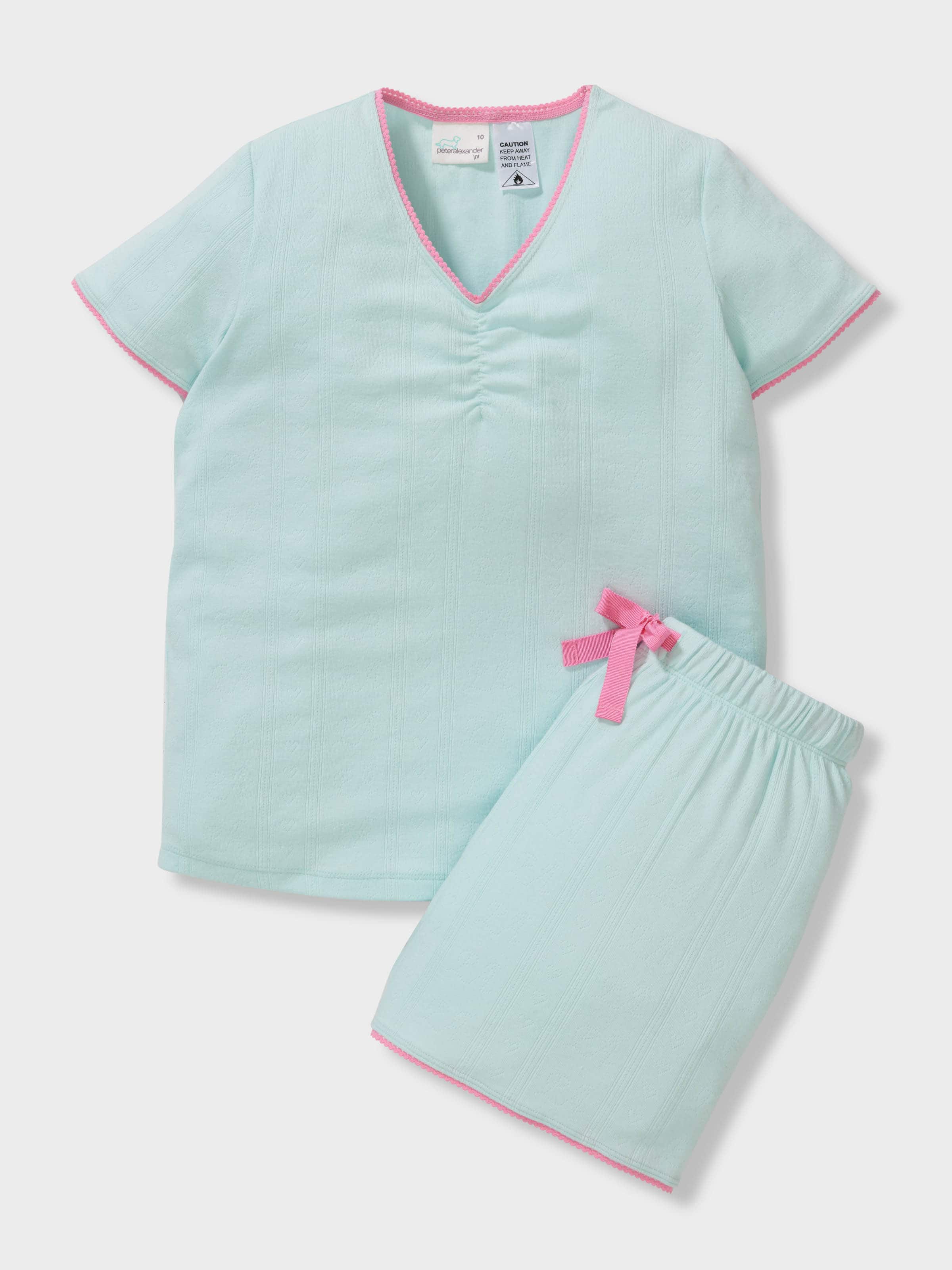 Girls Pointelle Logo Knit Short Pj Set