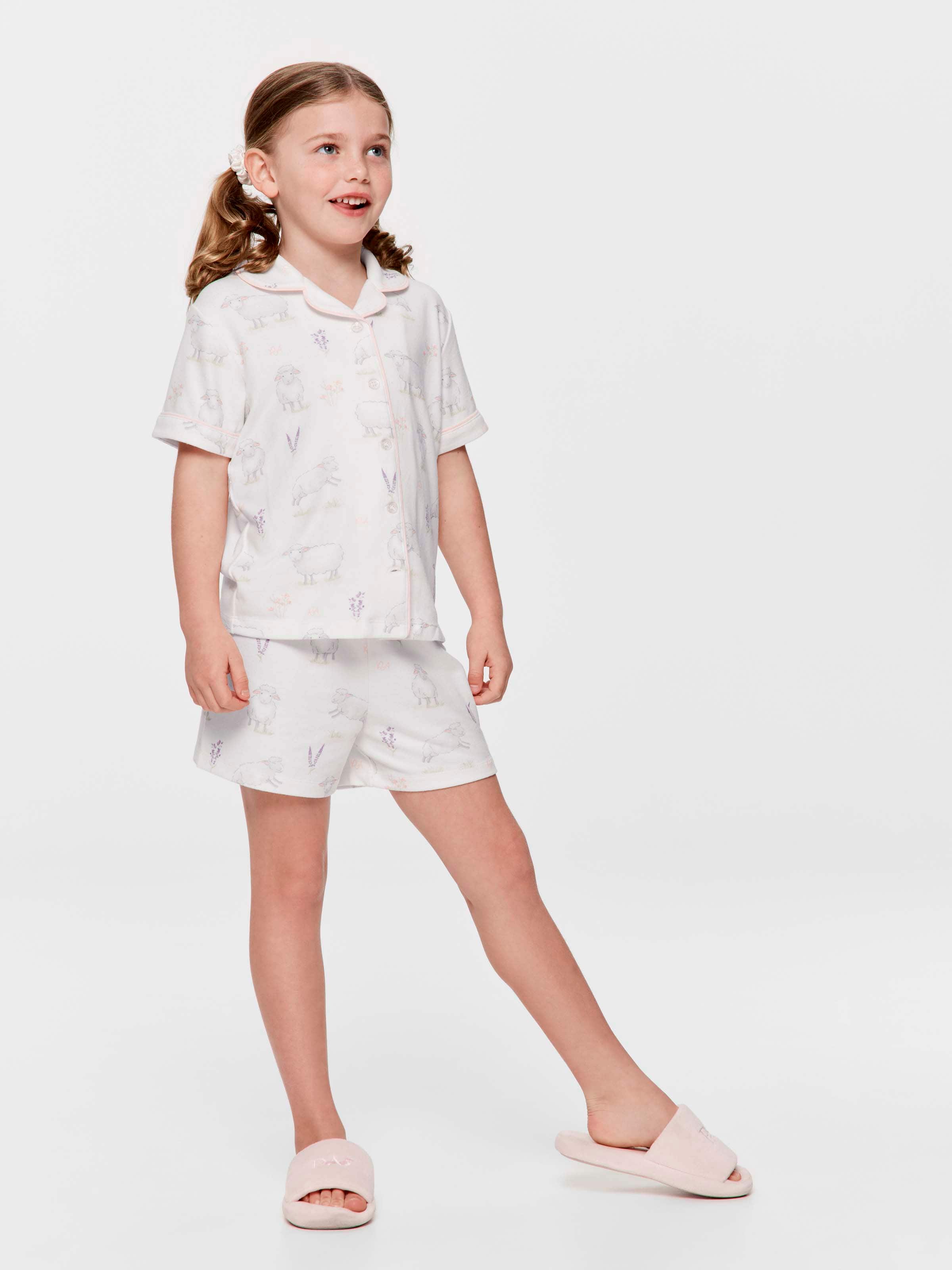 Jnr Girls Sheep Plush Classic Short Pj Set