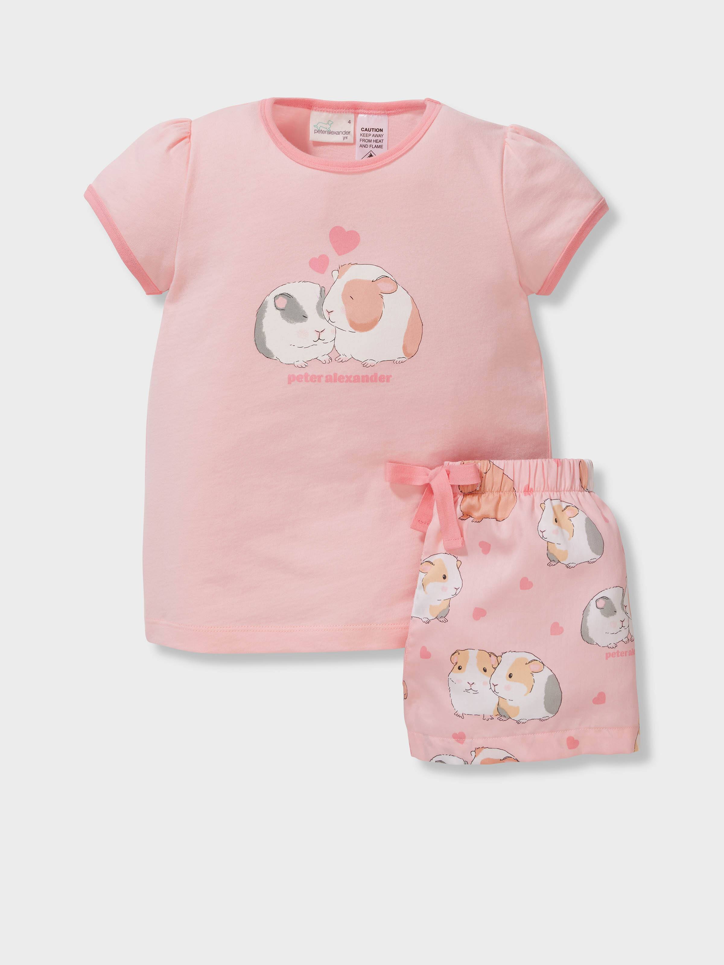 Jnr Girls 100% Cotton Guinea Pigs Short Pj Set
