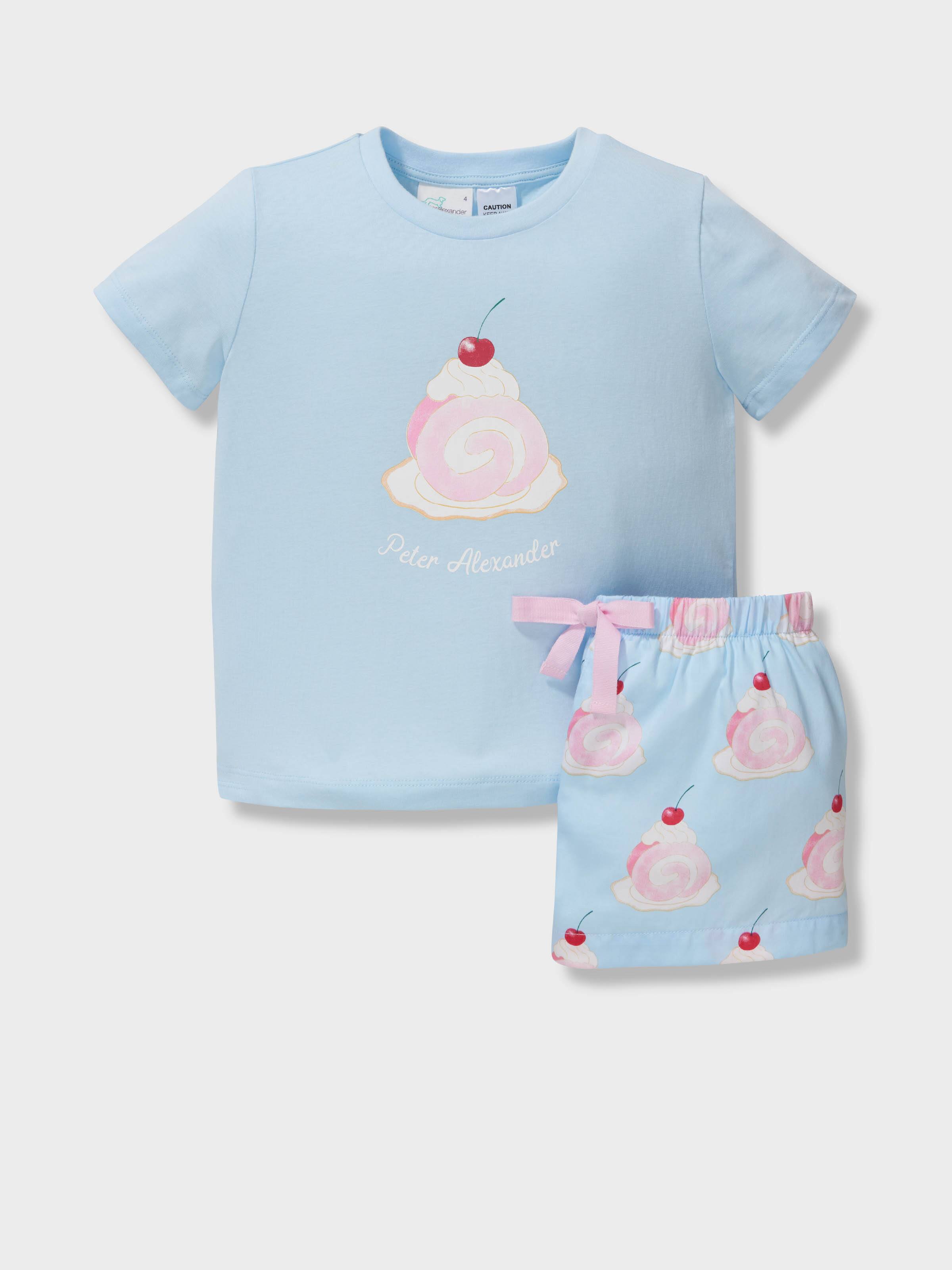 Jnr Girls 100% Cotton Roll Cake Short Pj Set