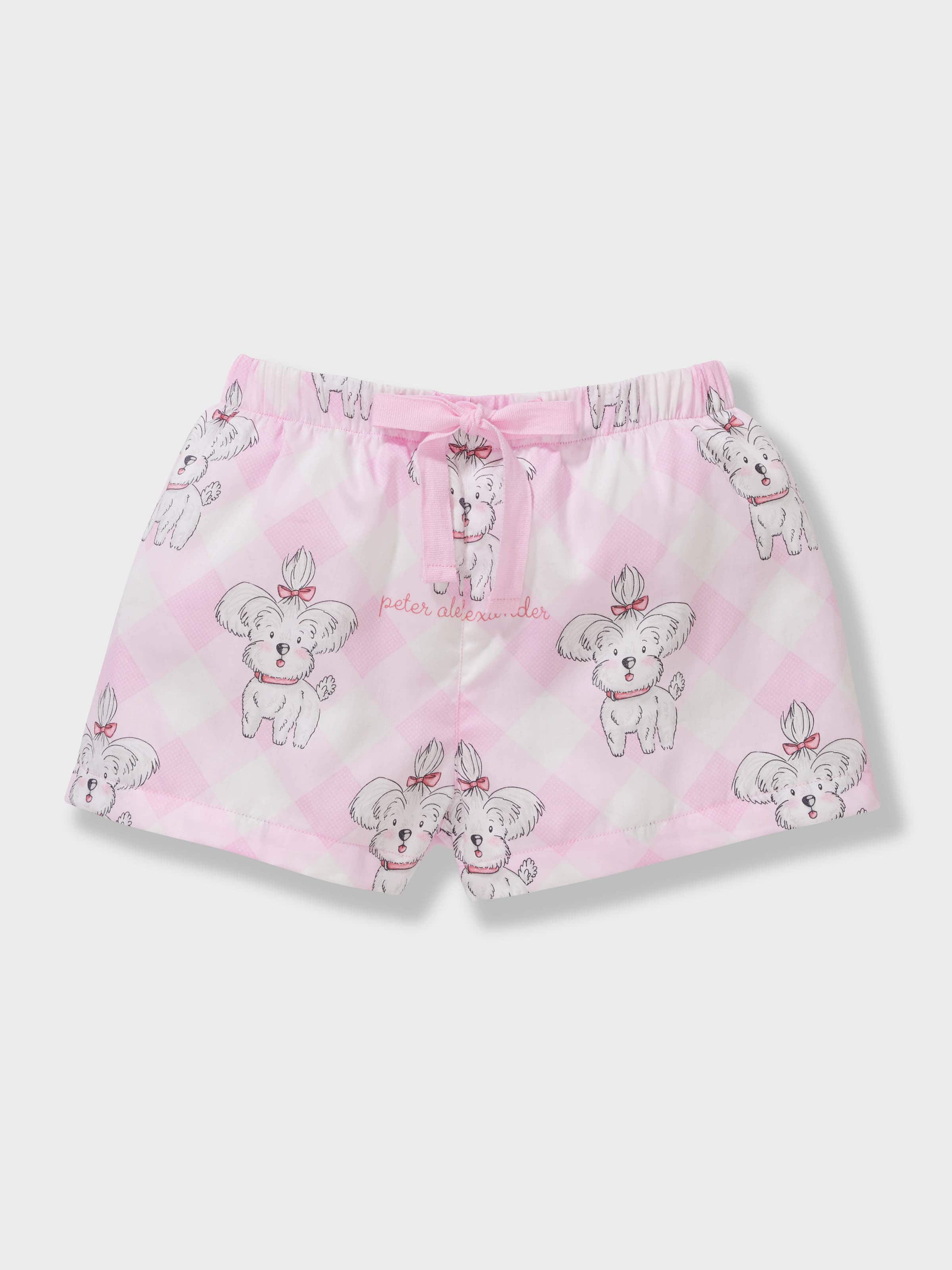 Girls Pink Puppy Short Pj Set