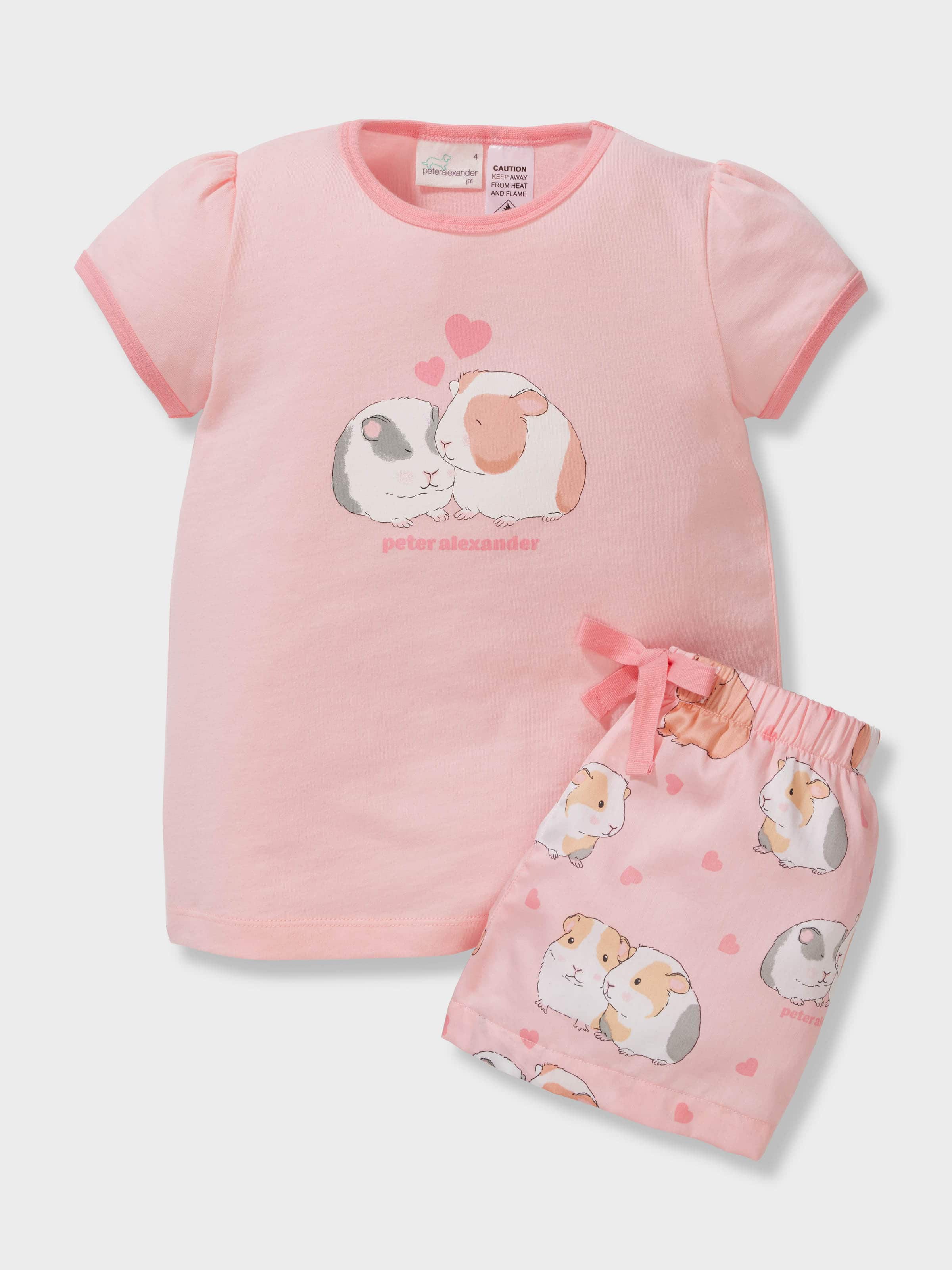 Girls 100% Cotton Guinea Pigs Short Pj Set