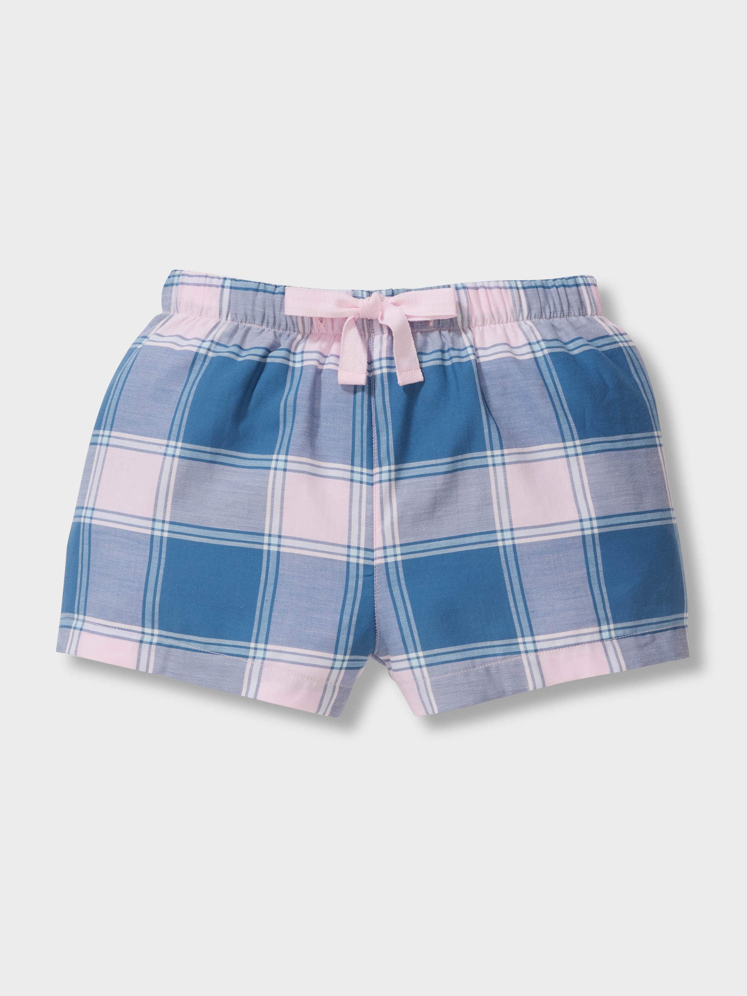 Girls 100% Cotton Pink Check Short Pj Set