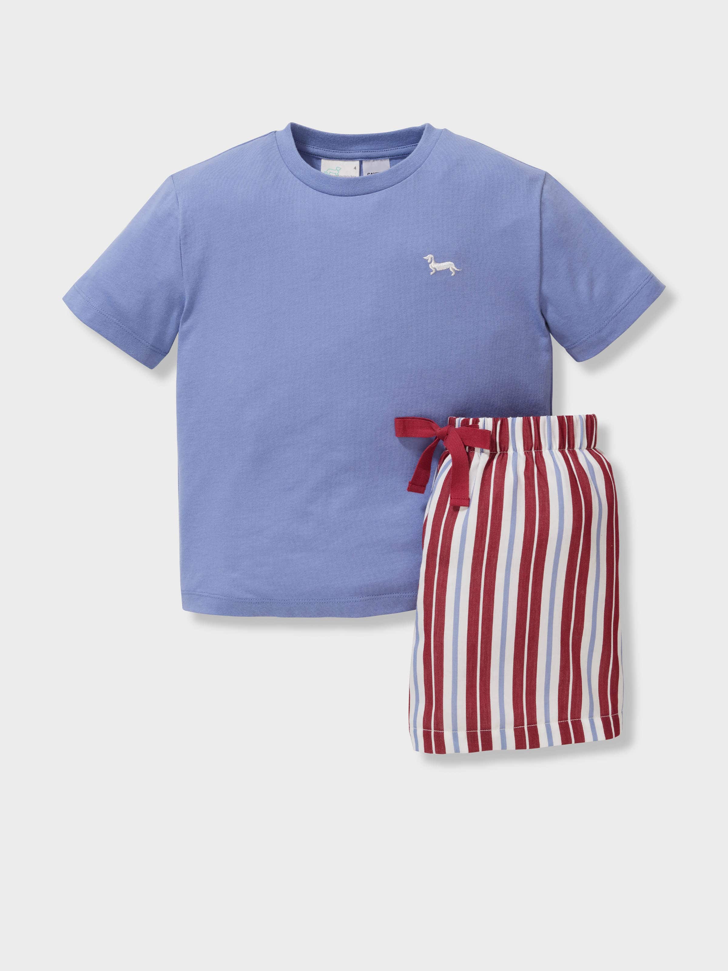 Jnr Boys 100% Cotton Classic Stripes Short Pj Set