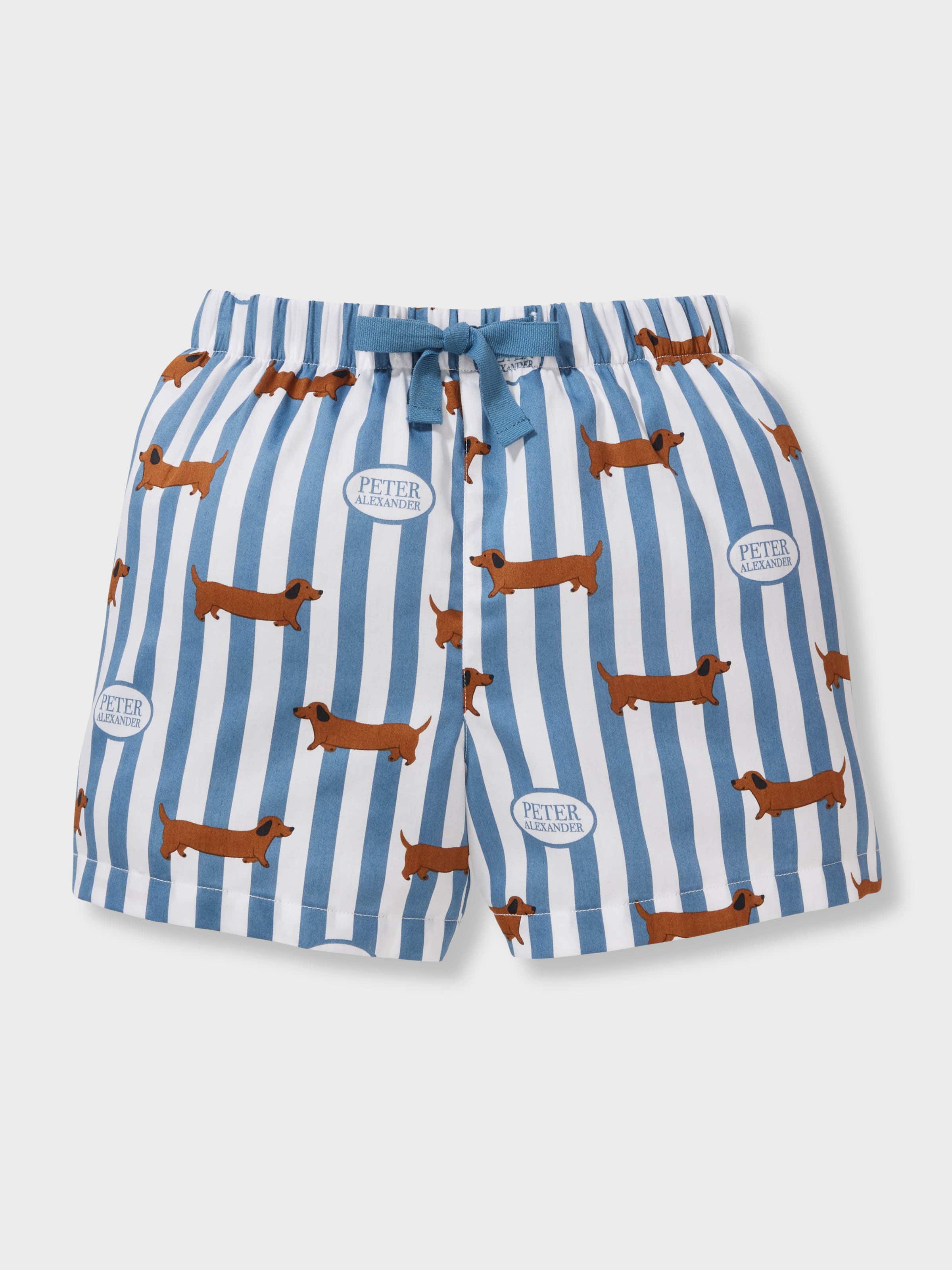 Jnr Boys 100% Cotton Blue Penny Stripe Short Pj Set