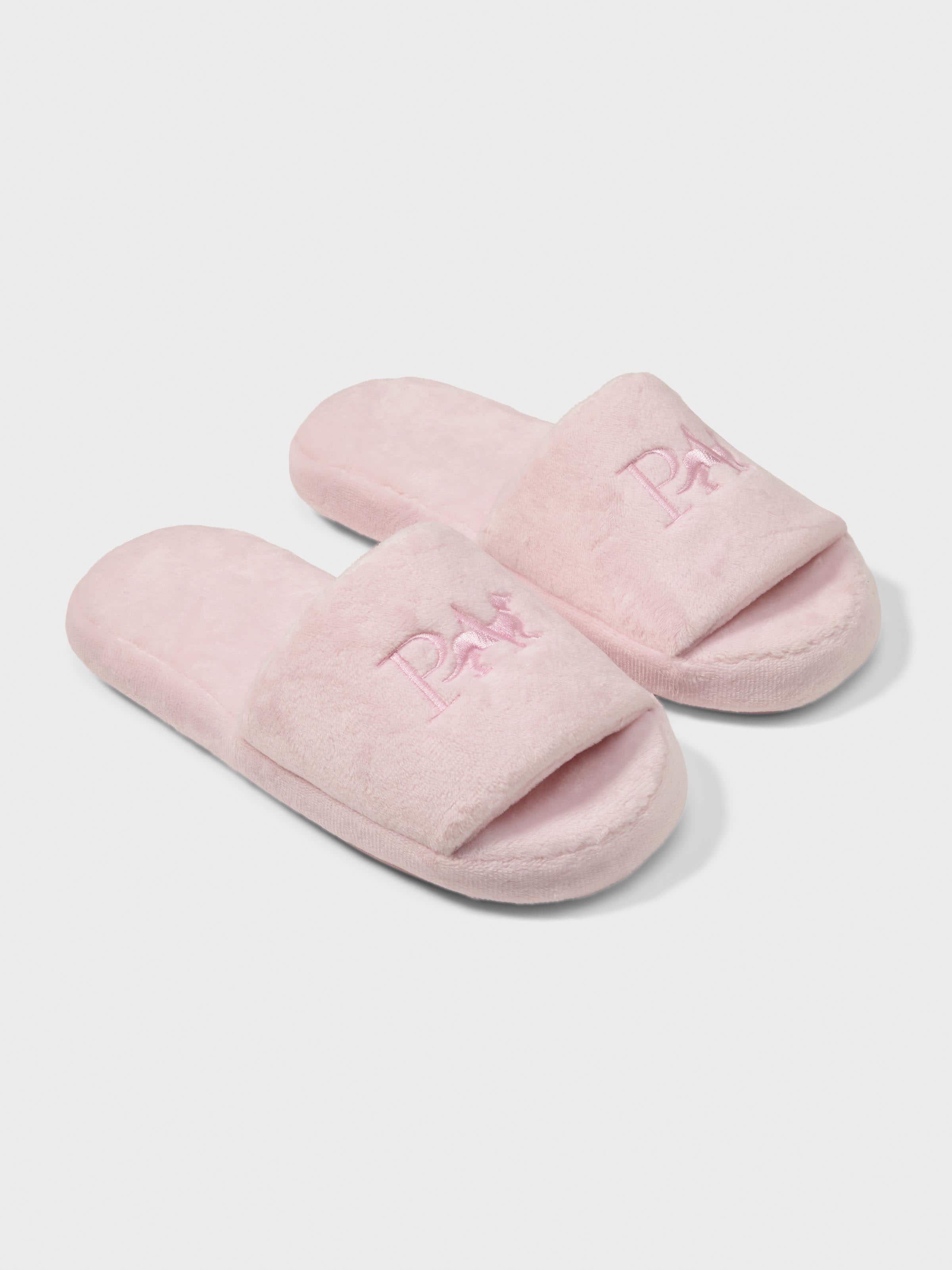 Girls Pink Plush Toweling Slippers