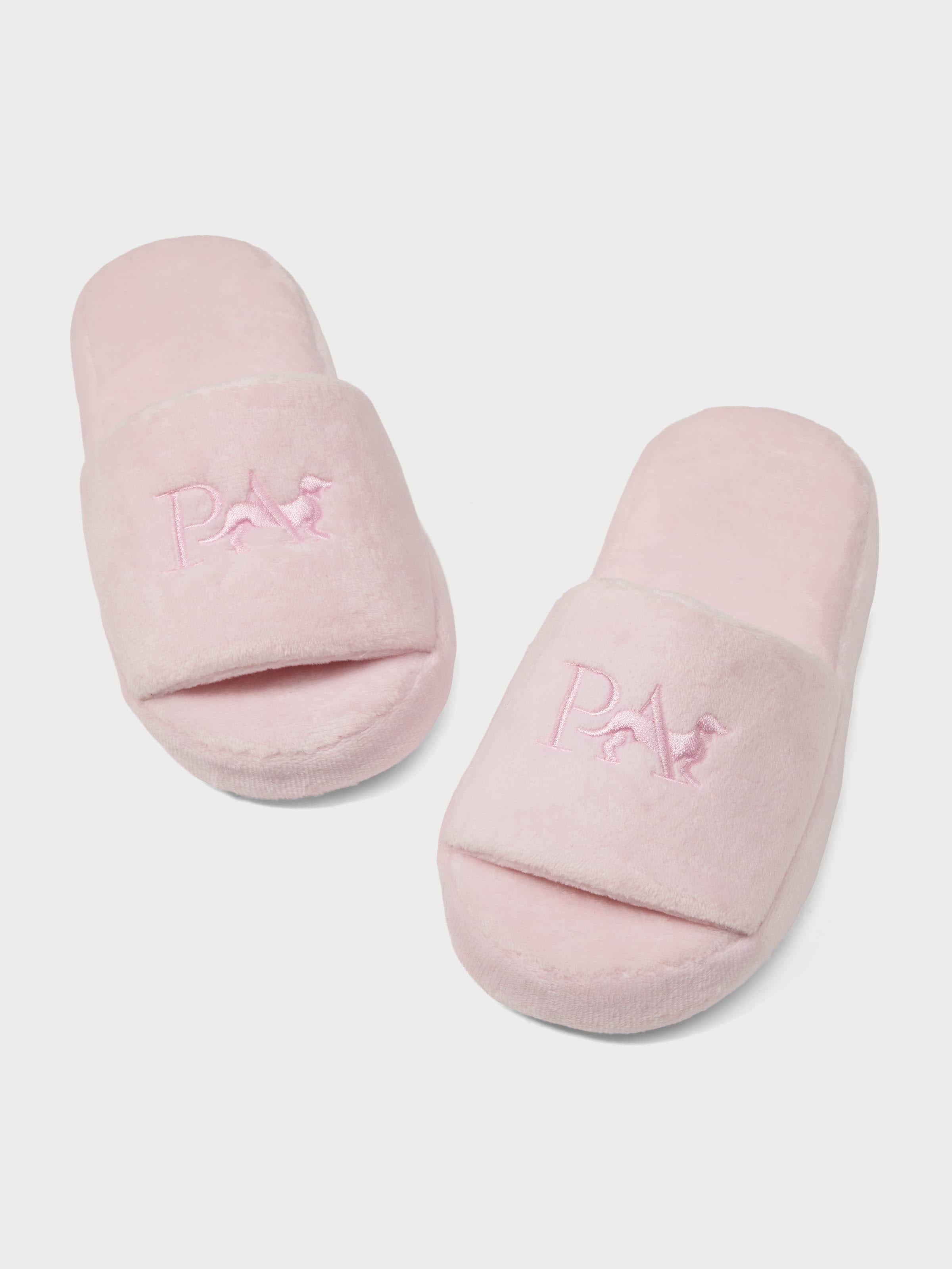 Girls Pink Plush Toweling Slippers
