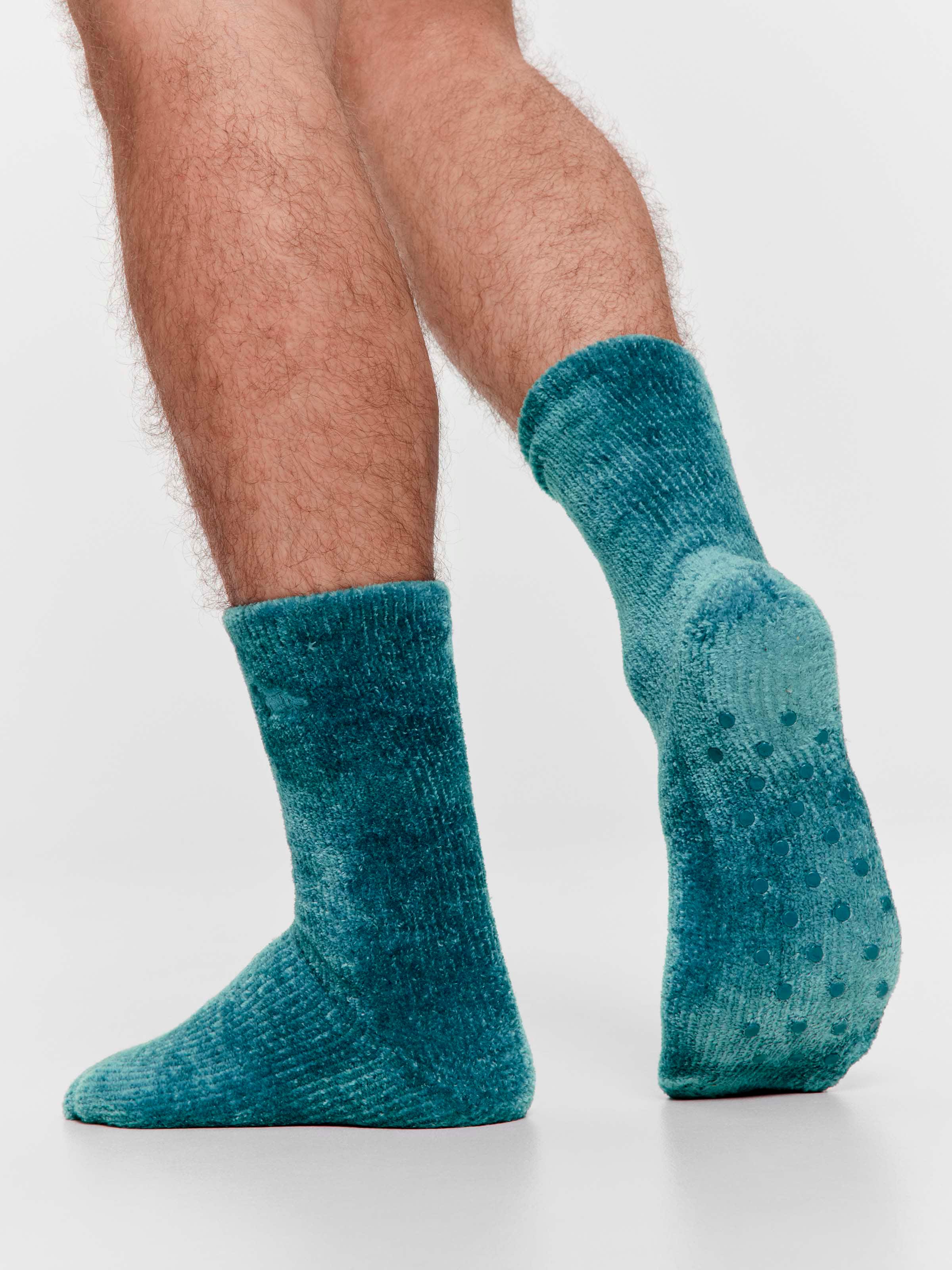 Men's Chenille Teal Rib Sock