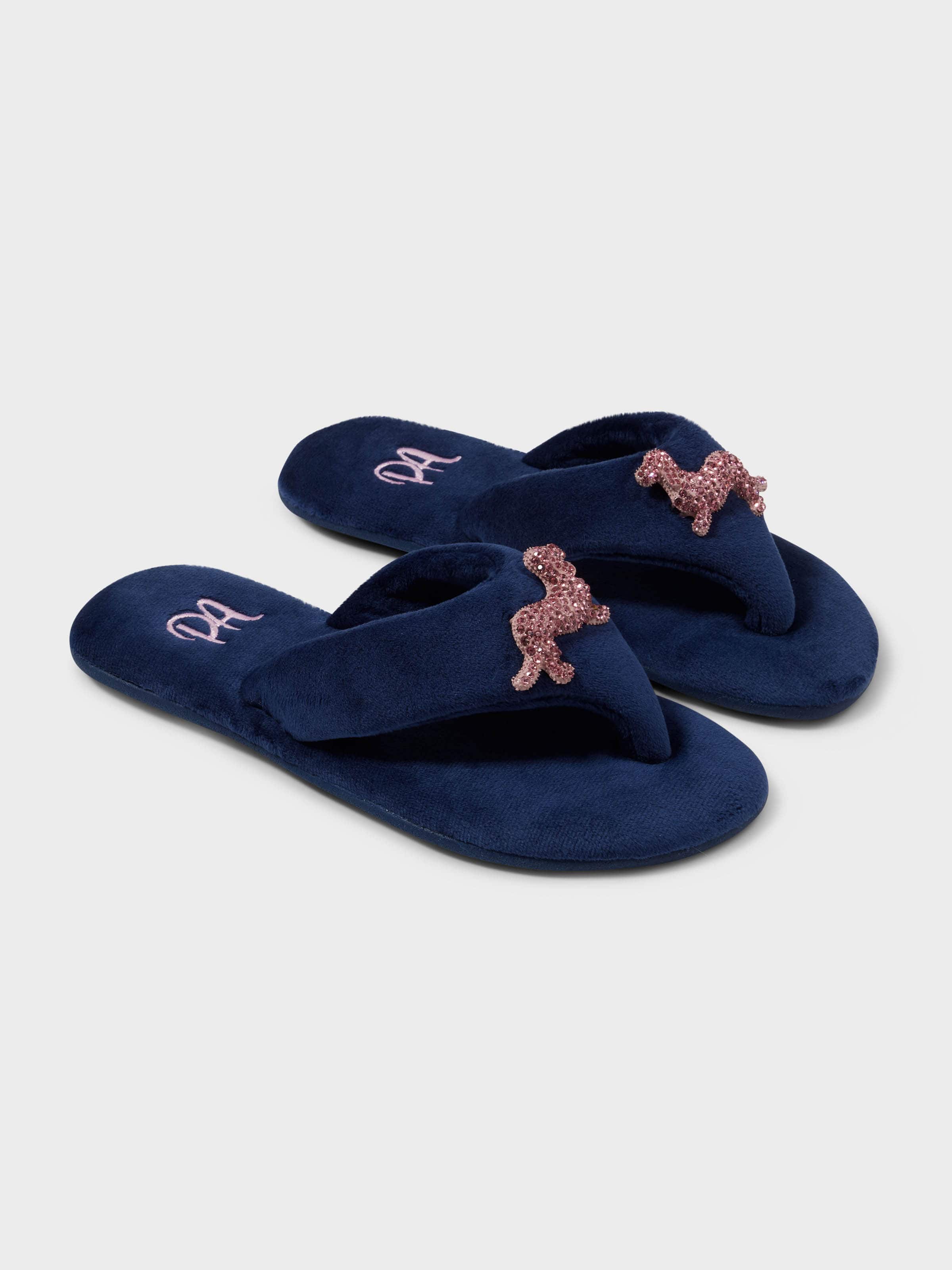Navy Penny Embellishment Thong
