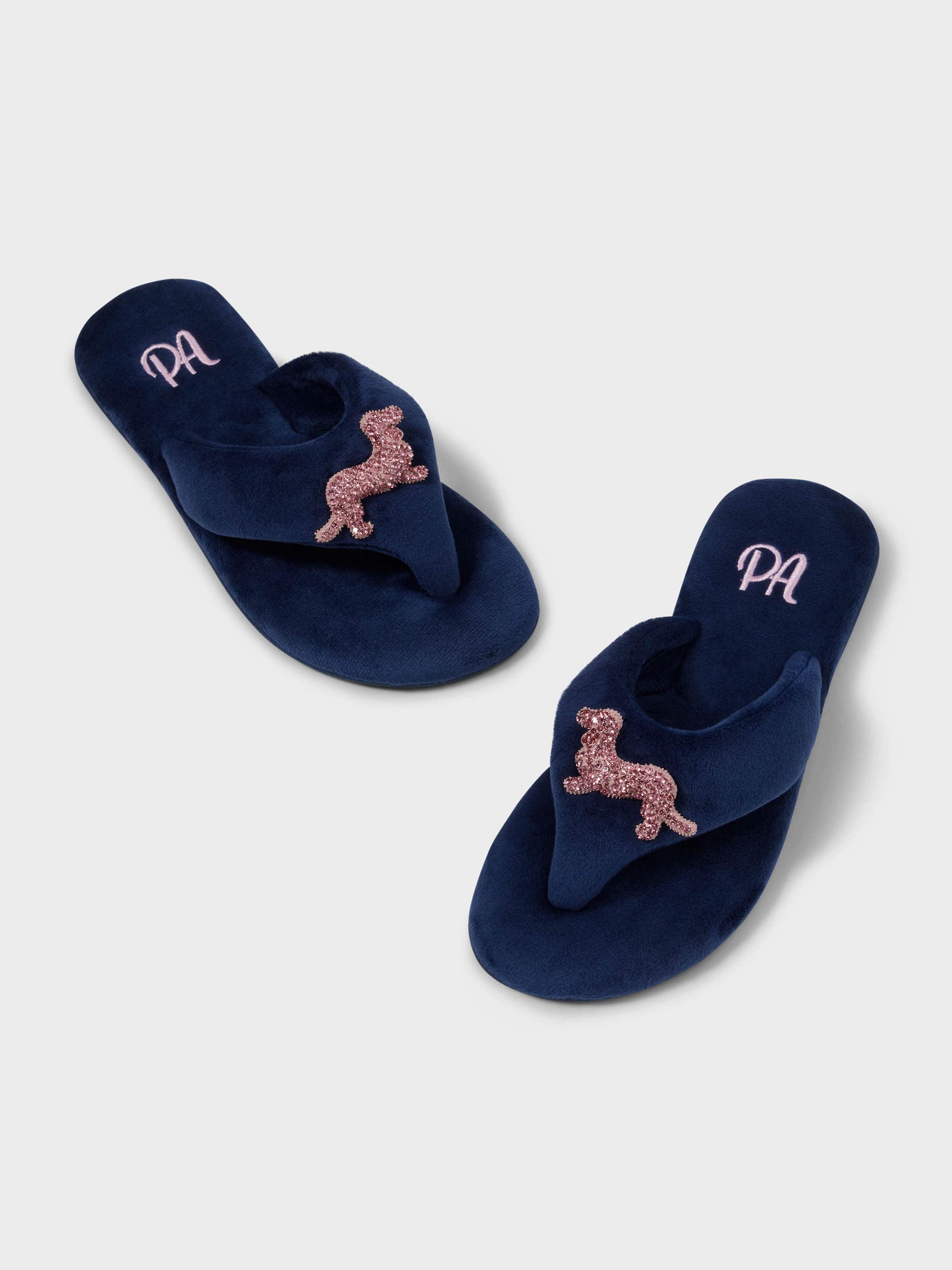 Navy Penny Embellishment Thong