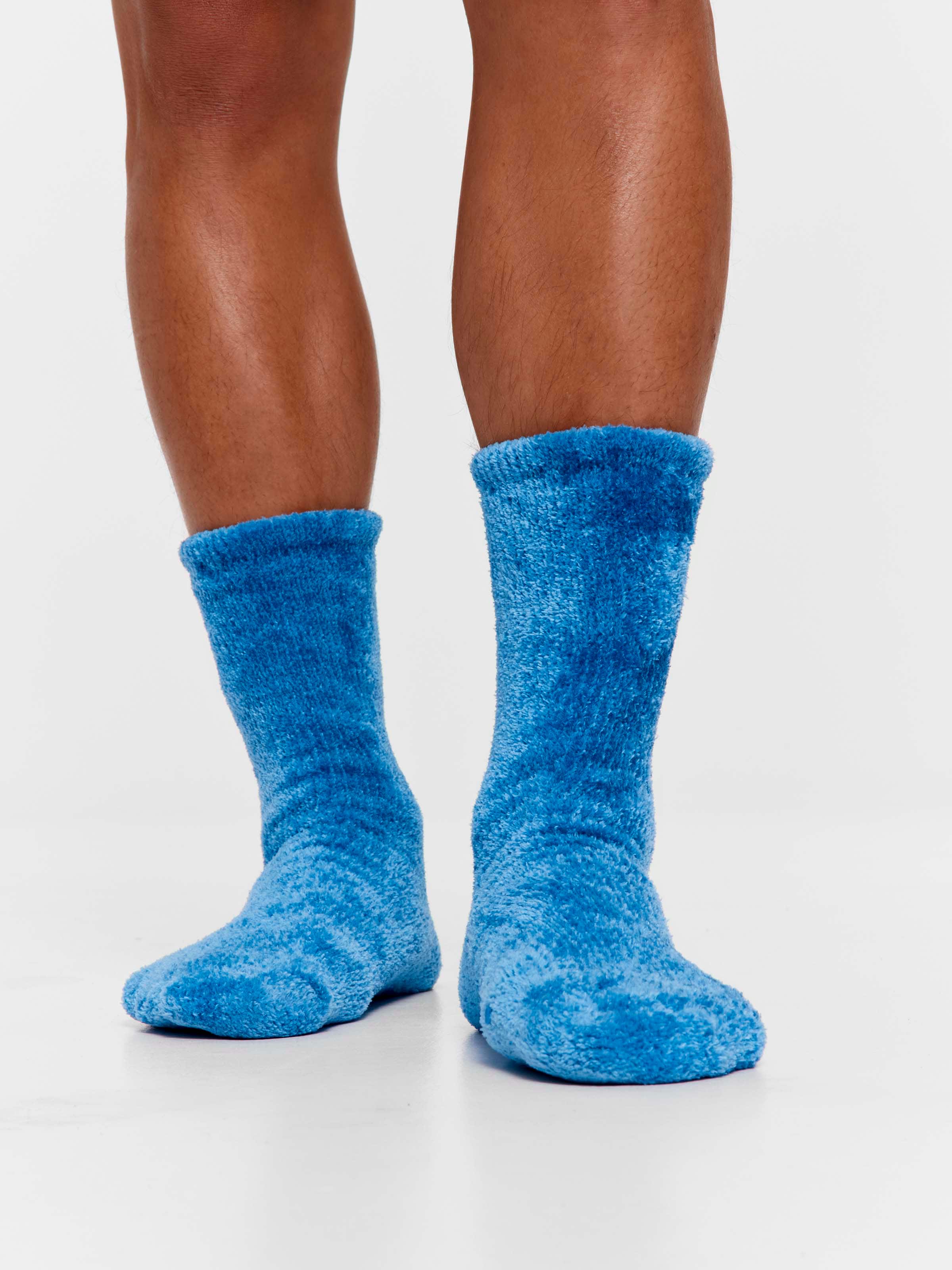 Blue Chenille Socks
