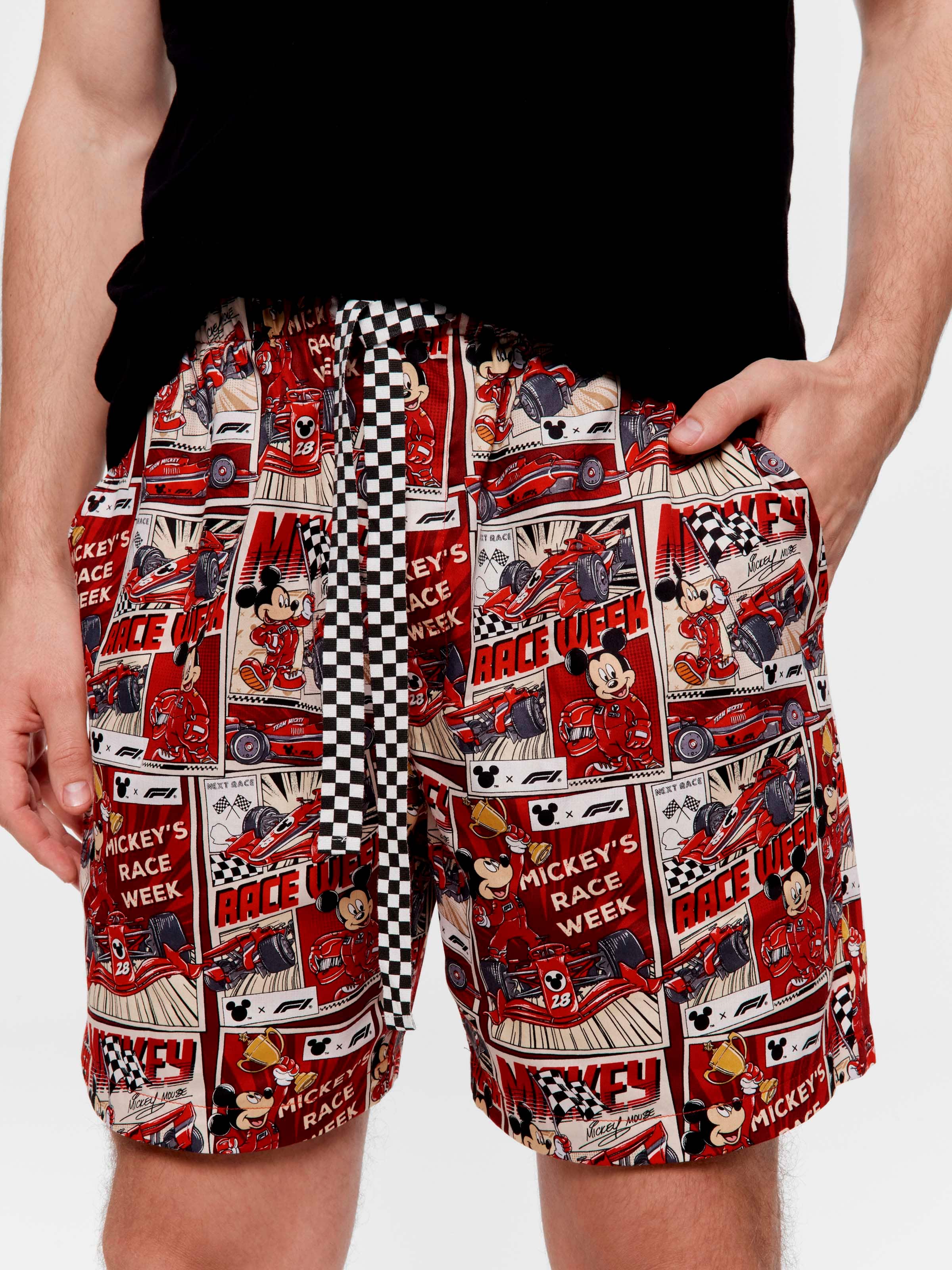 F1 X Mickey Mouse 100% Cotton Mid Short