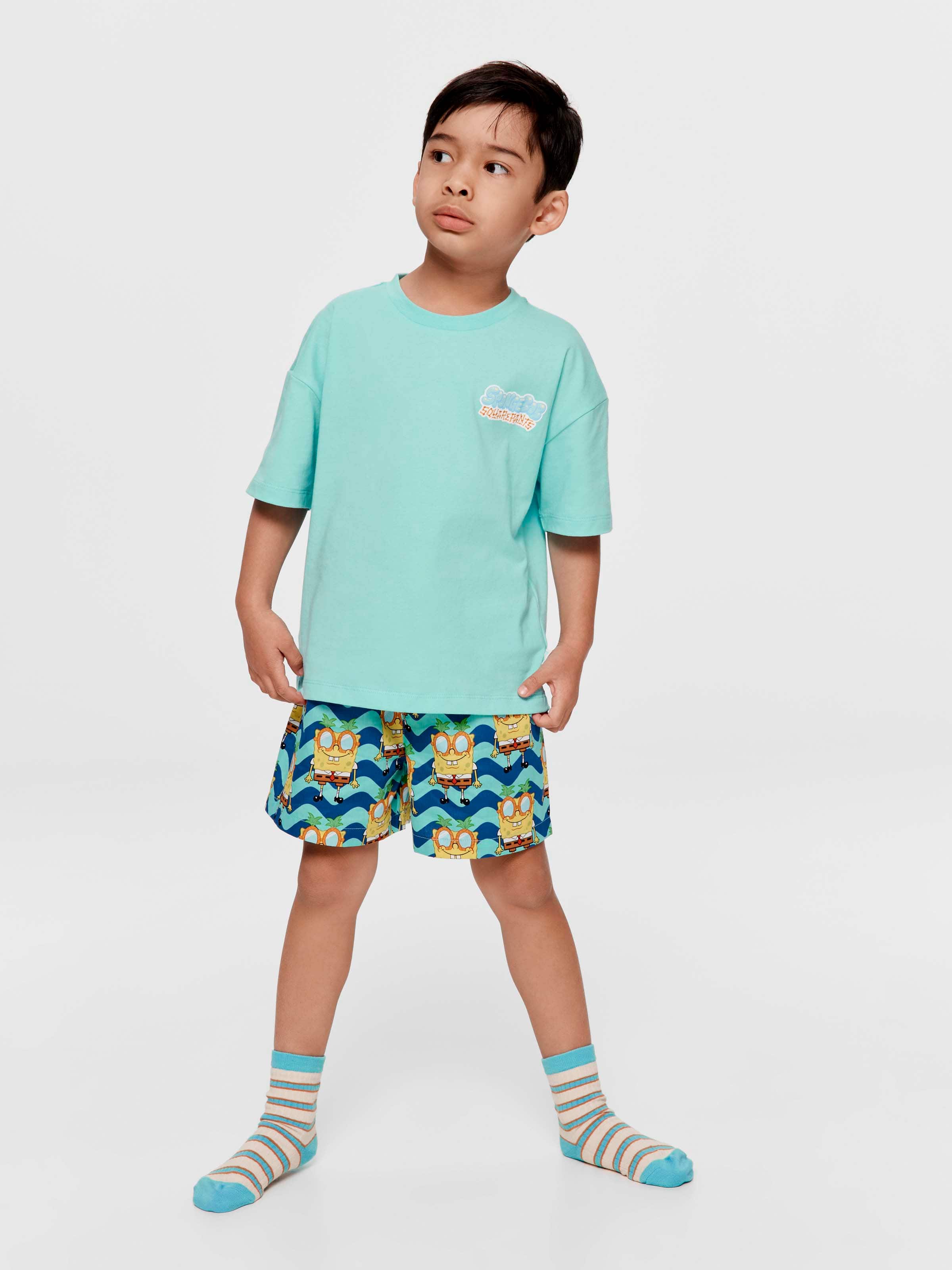 Jnr Boys Spongebob 100% Cotton Short Pj Set