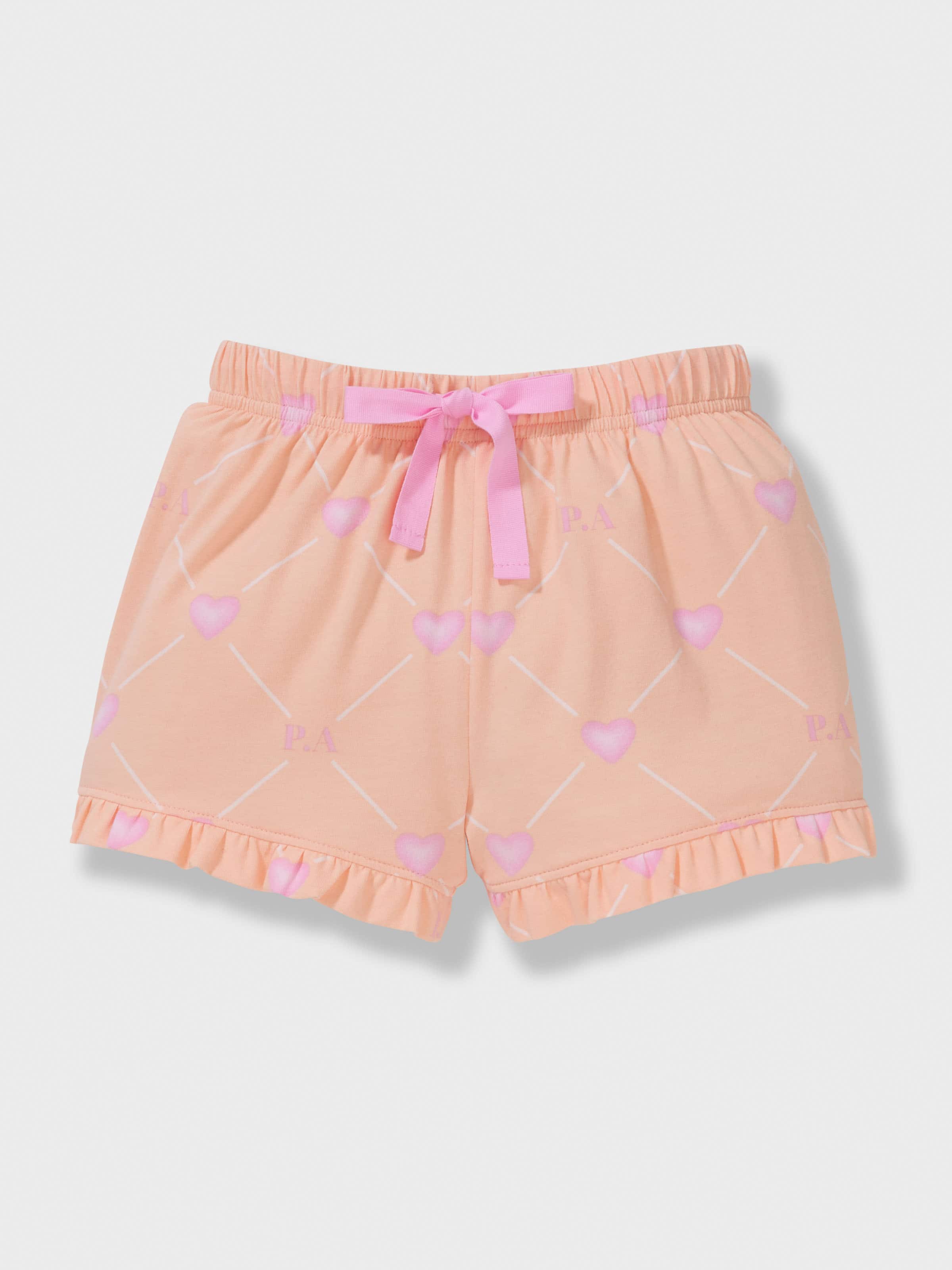 Jnr Girls Heart Check Short Pj Set