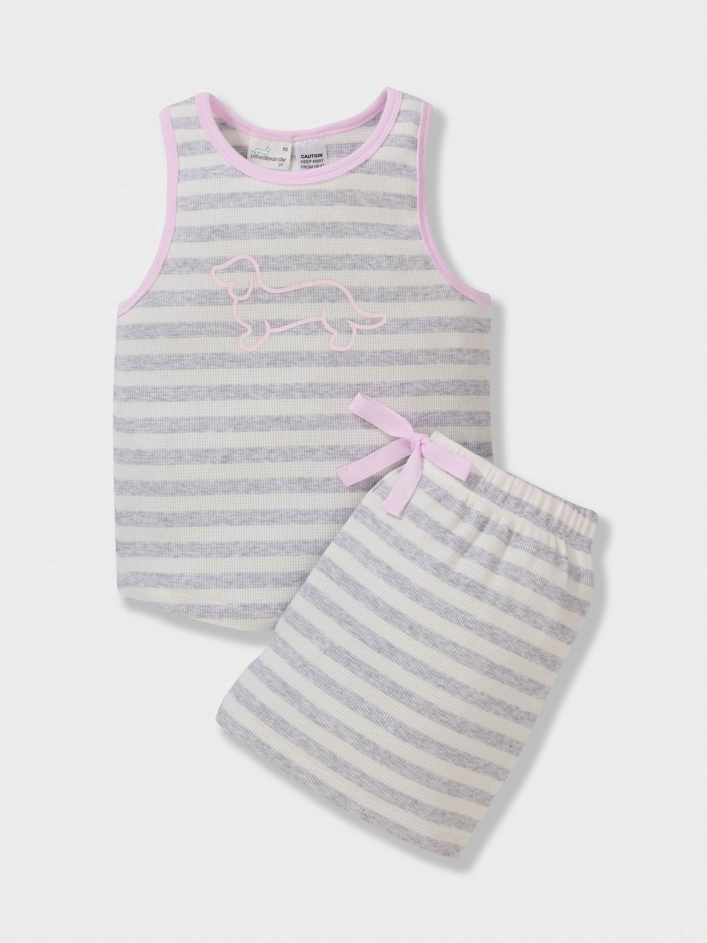 Girls Waffle Knit Tank Short Pj Set