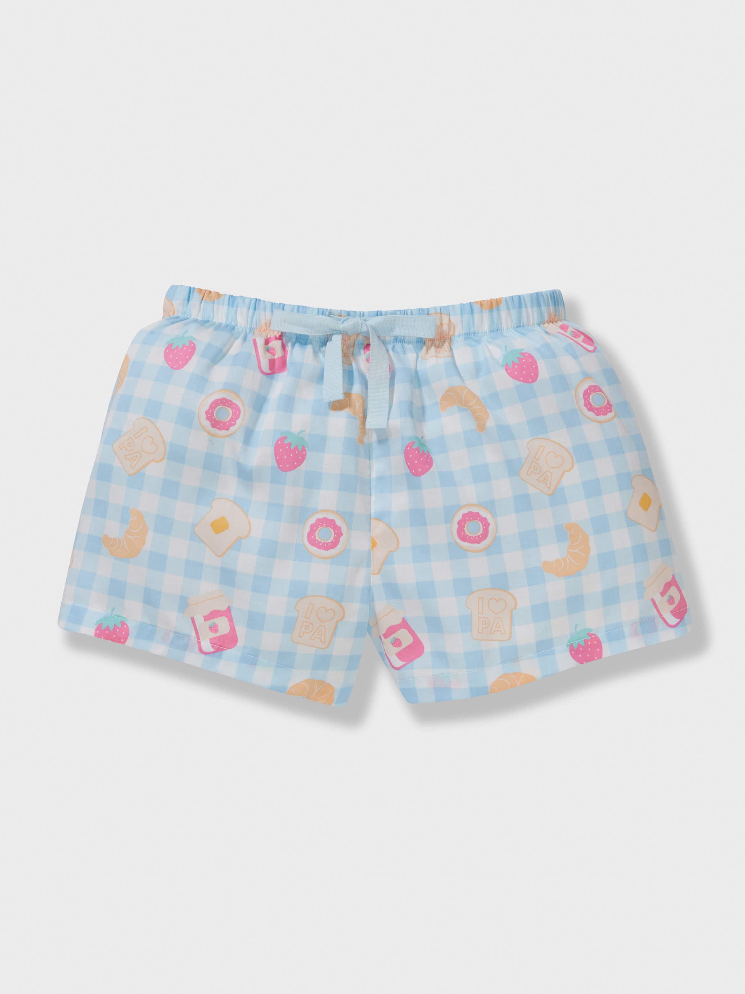 Girls Breakfast Check 100% Cotton Short Pj Set