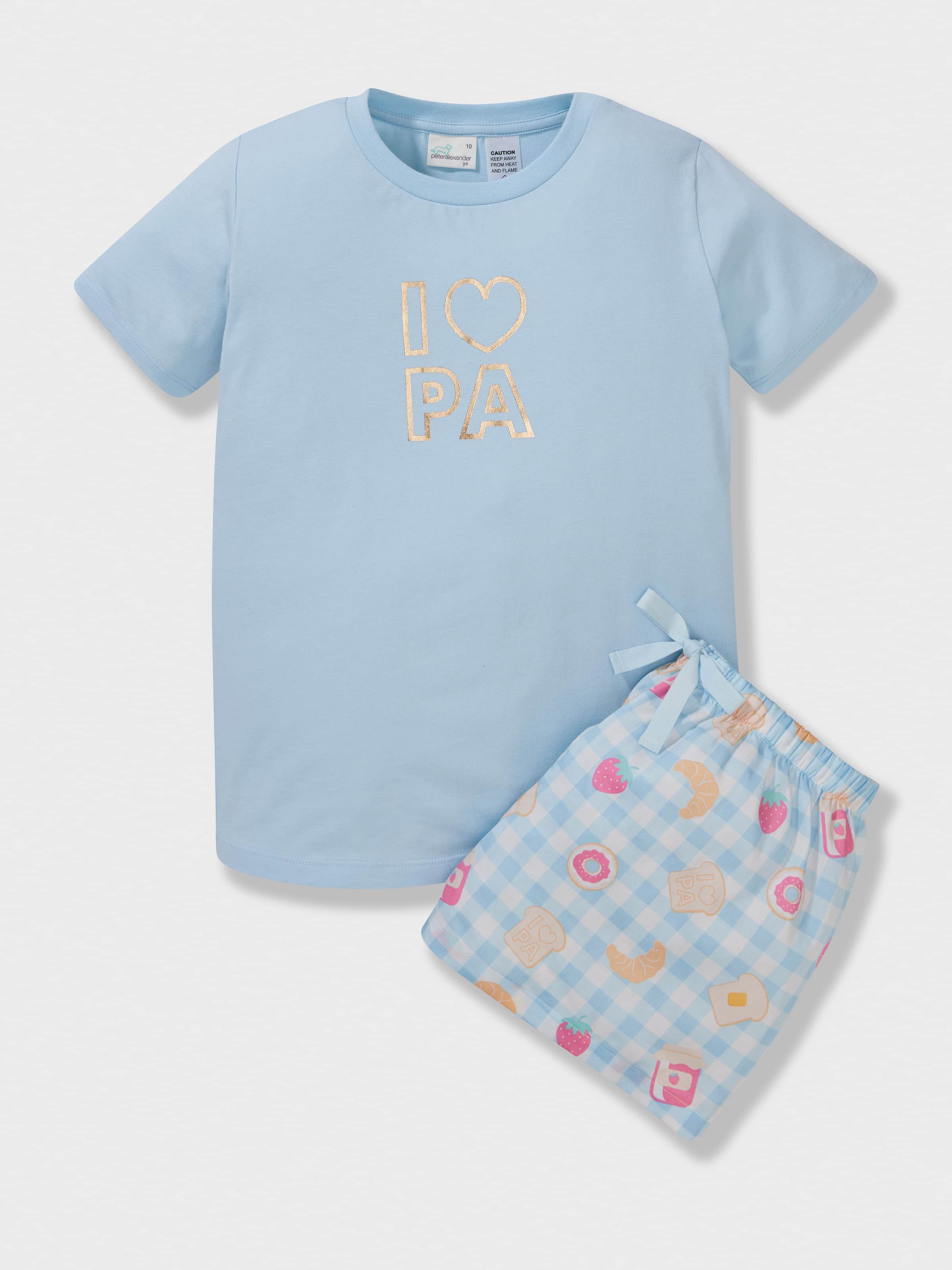 Girls Breakfast Check 100% Cotton Short Pj Set