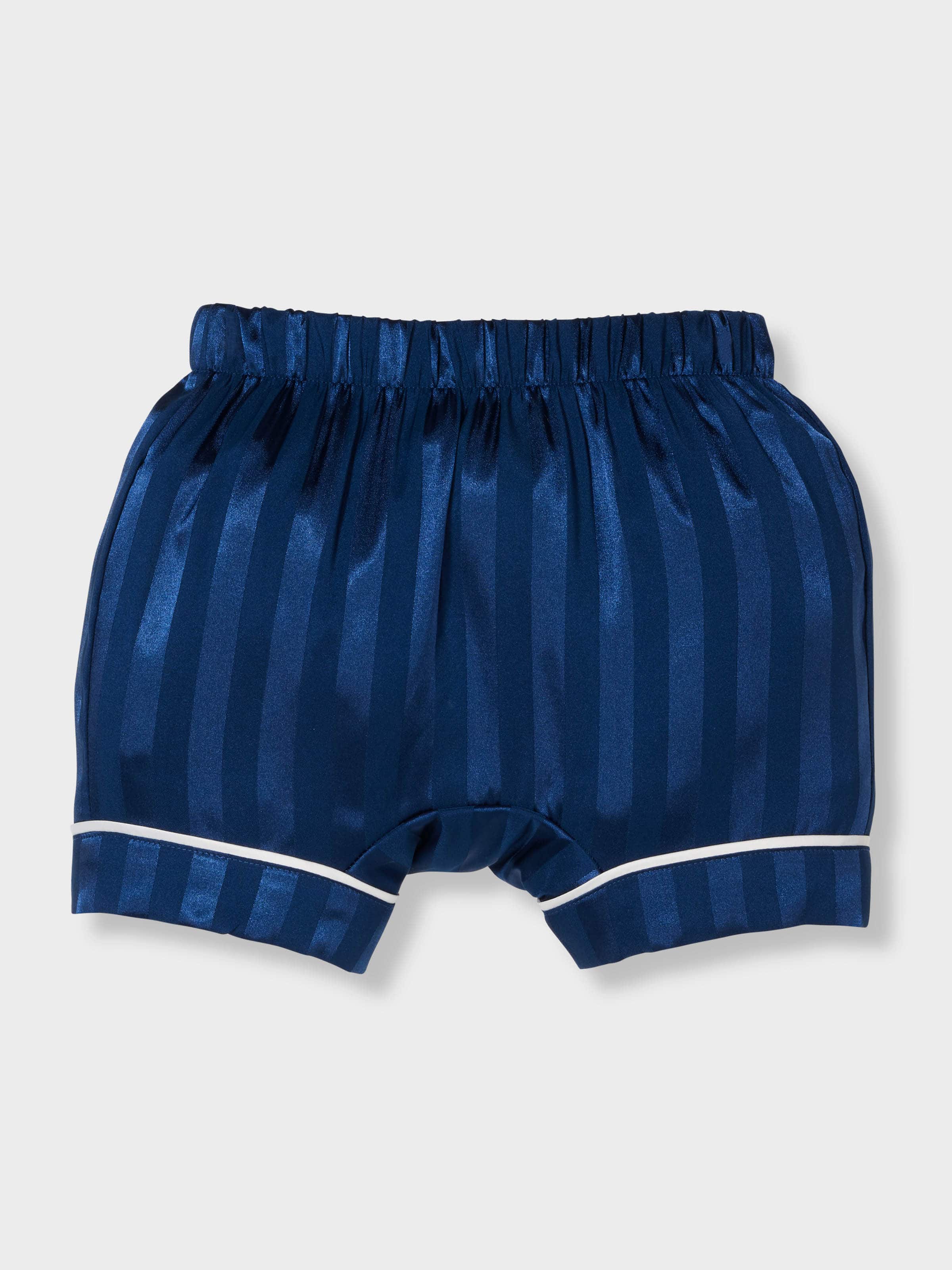 Baby Navy Satin Classic Short Pj Set