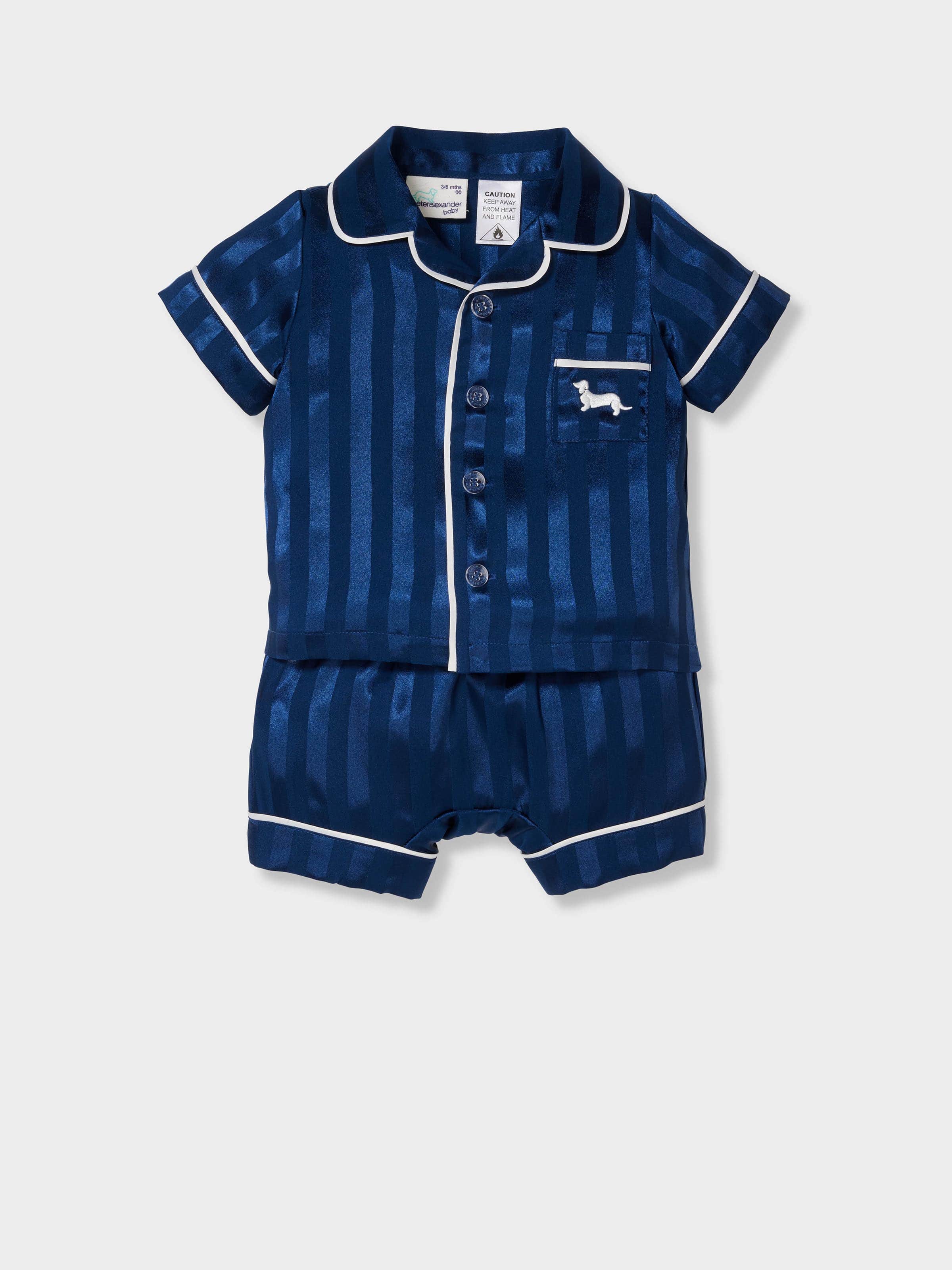 Baby Navy Satin Classic Short Pj Set
