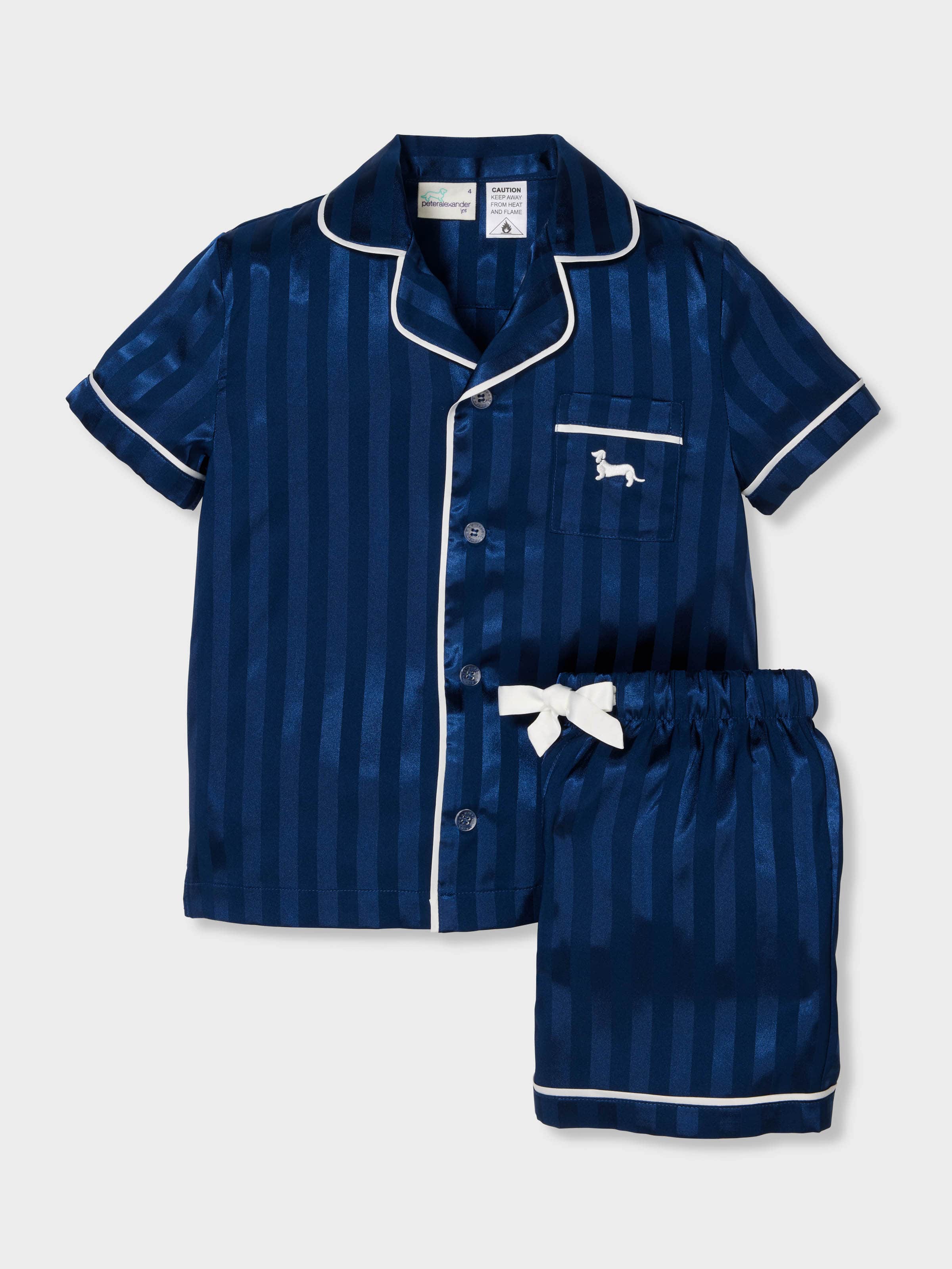 Jnr Boys Navy Classic Satin Short Pj Set