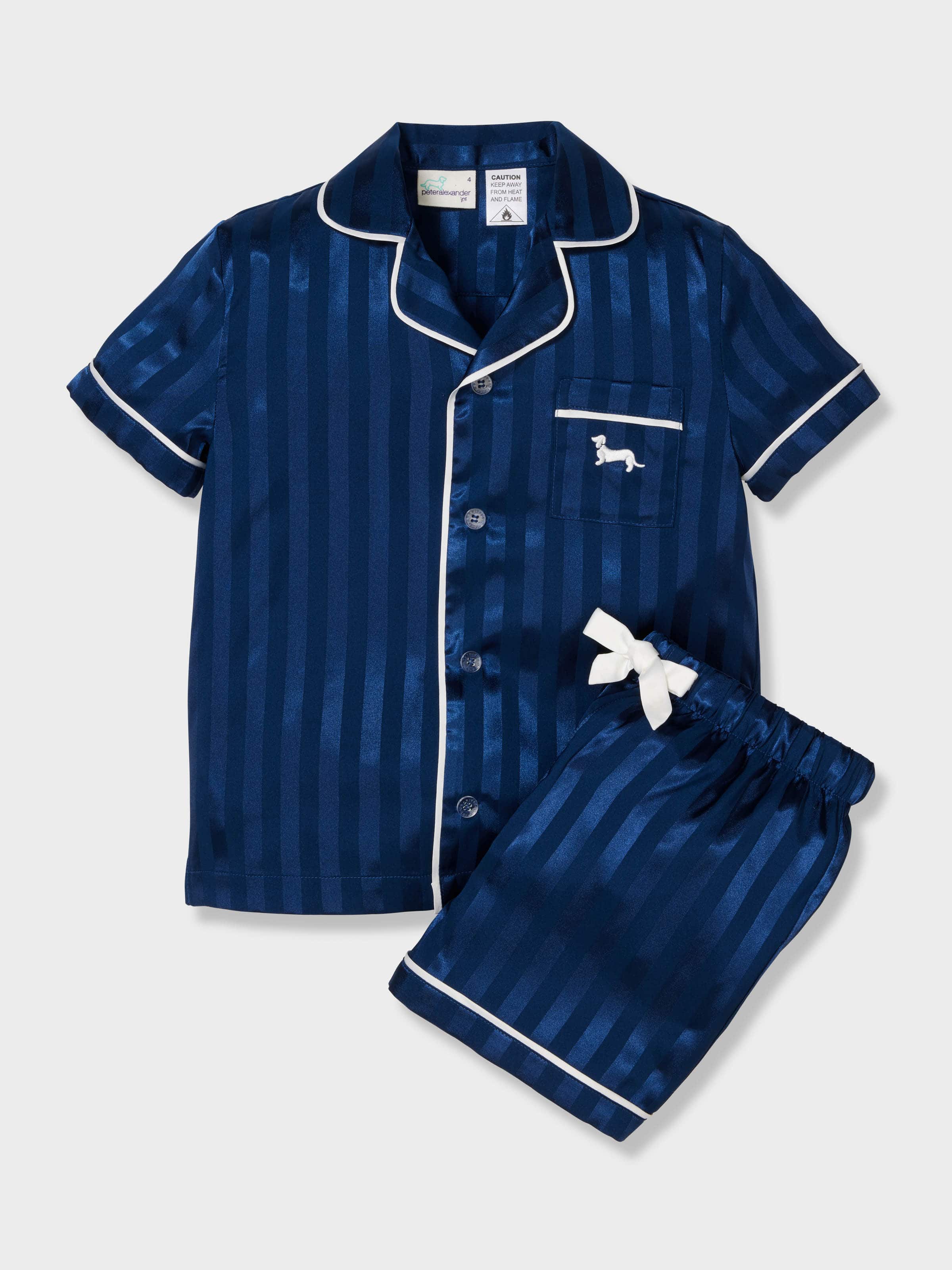 Boys Navy Satin Classic Short Pj Set