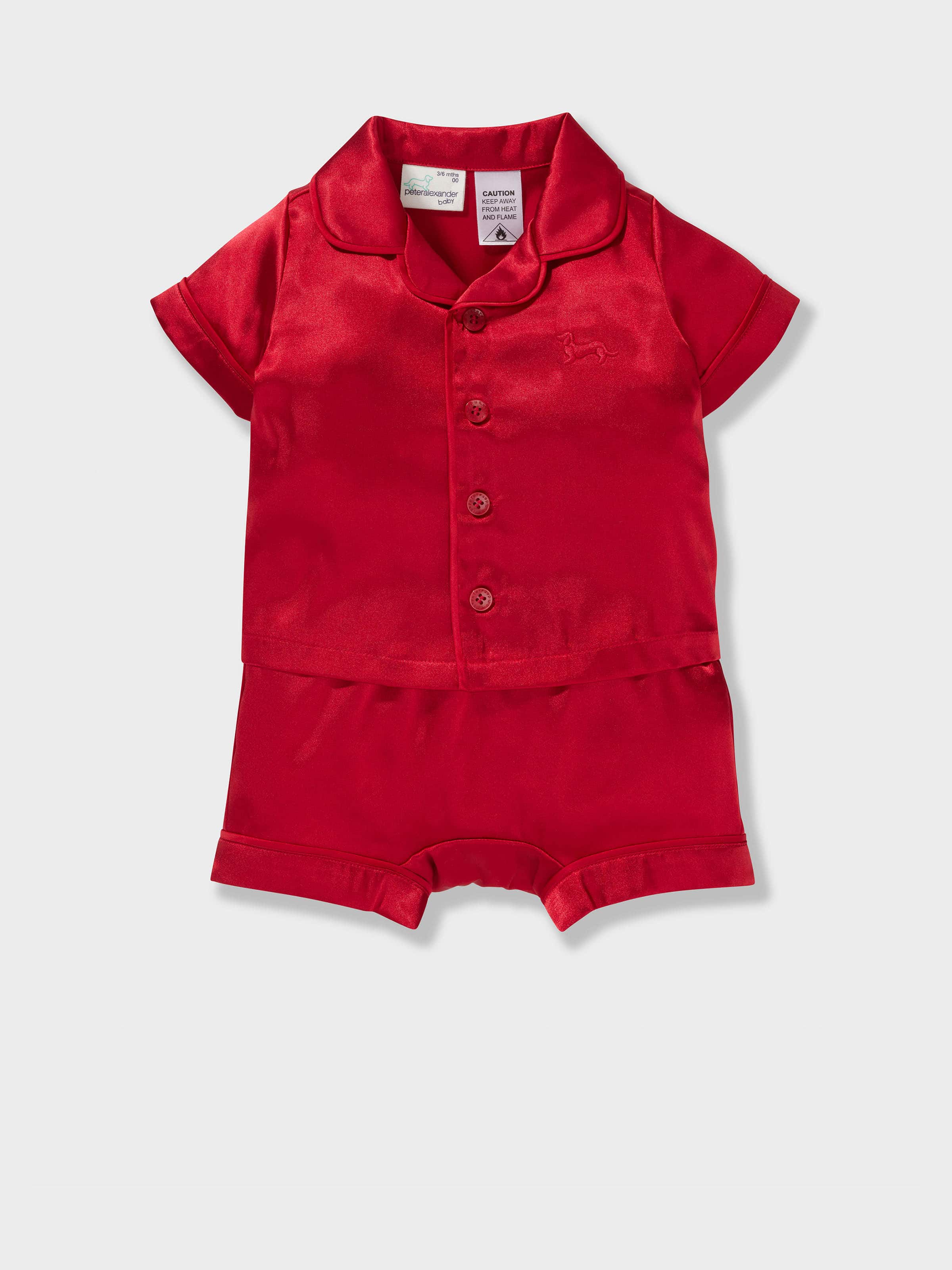 Baby Red Chic Satin Boxed Shortie Pj Set
