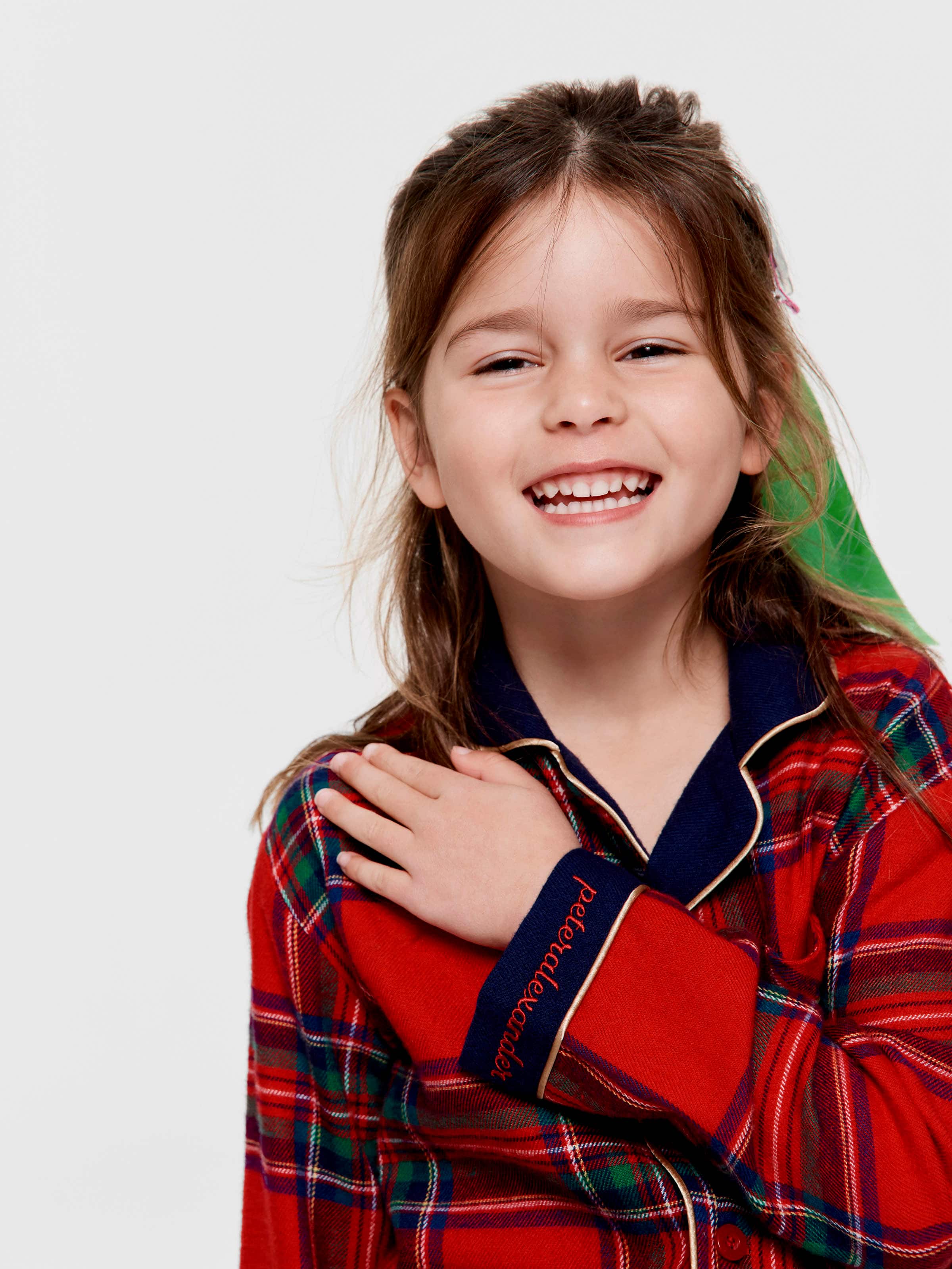 Jnr Kids Tartan Bamboo Flan Long Classic Pj Set