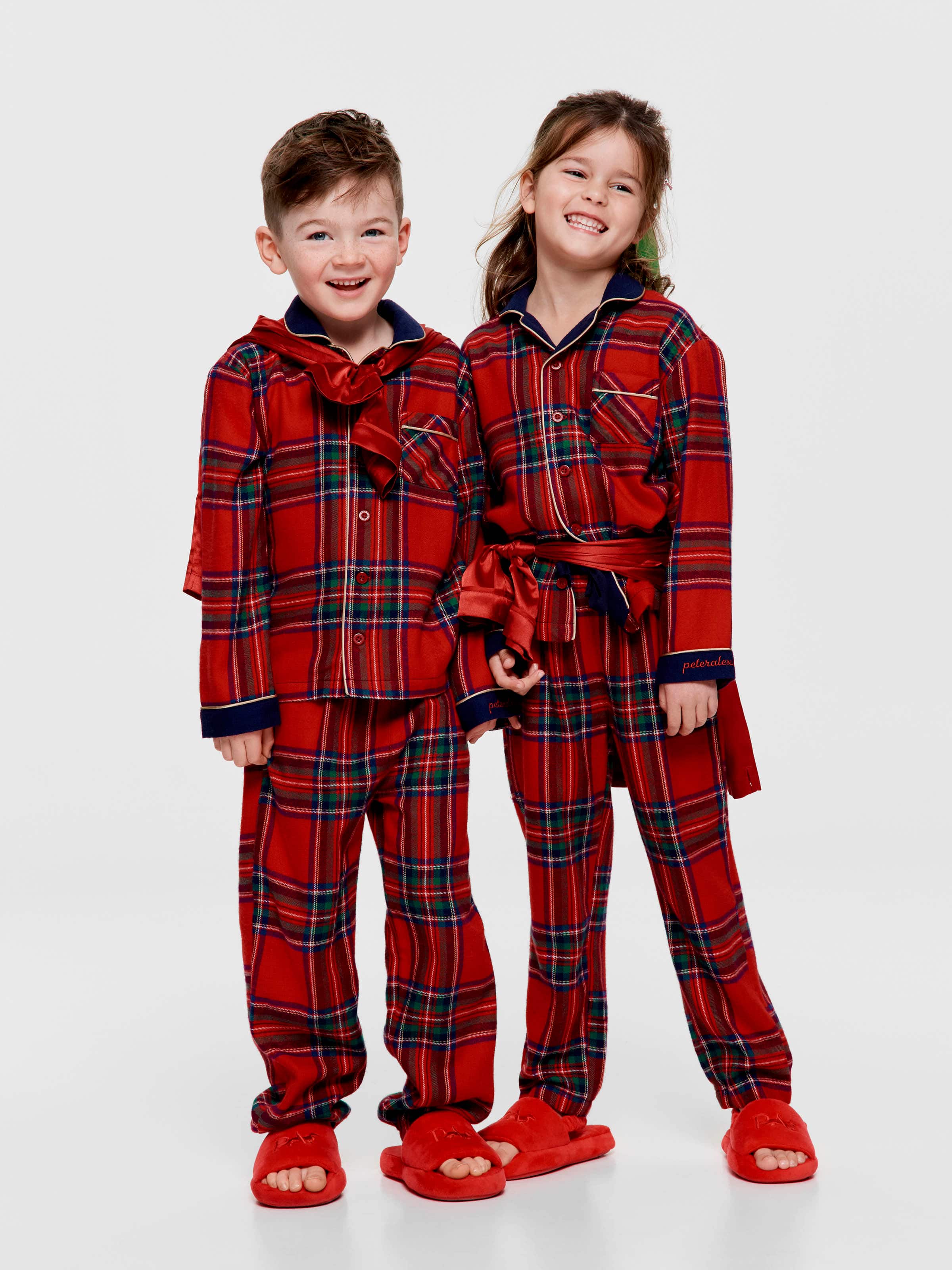 Jnr Kids Tartan Bamboo Flan Long Classic Pj Set