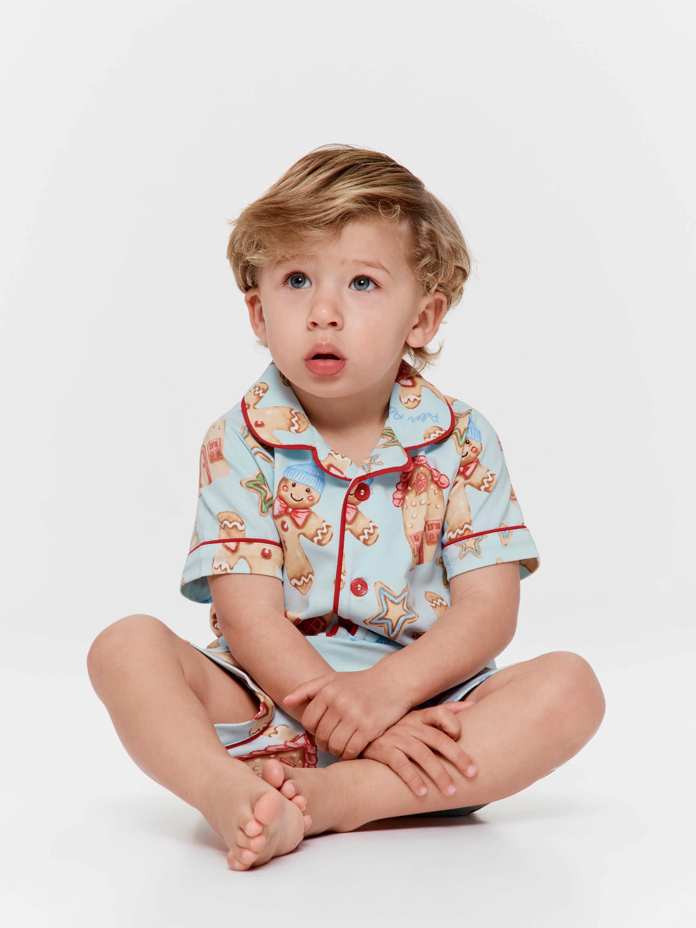 Baby Boy Blue Gingerbread Shortie Pj Set