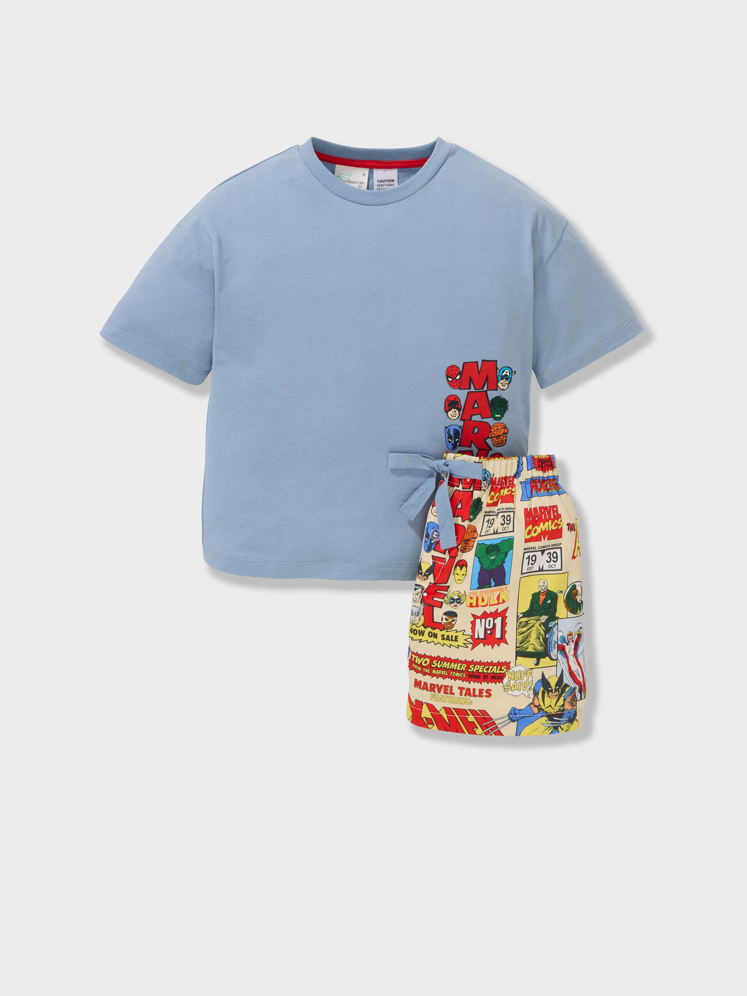 Jnr Boys Marvel Comics 100% Cotton Short Pj Set