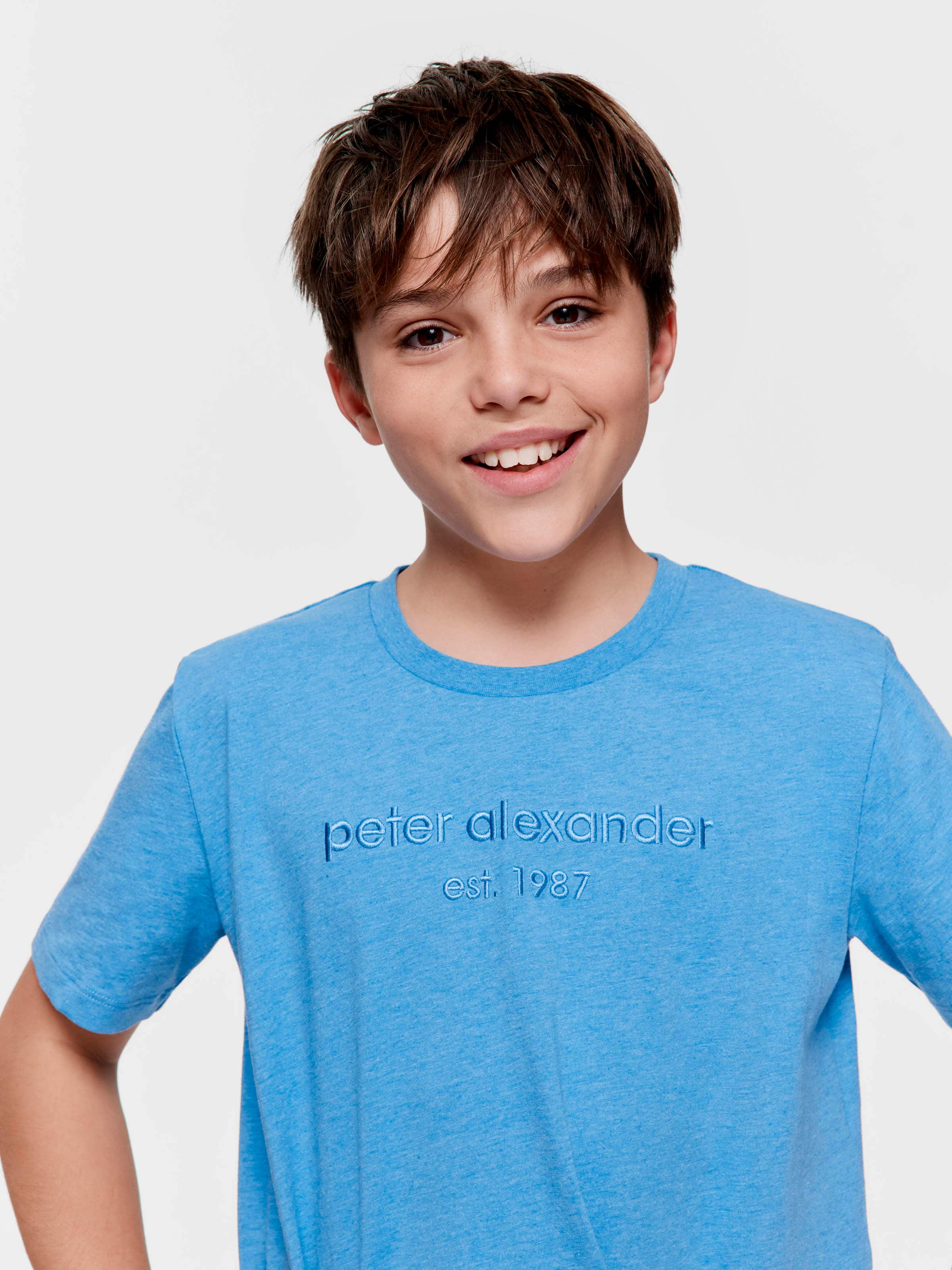 Boys Blue Check 100% Cotton Short Pj Set