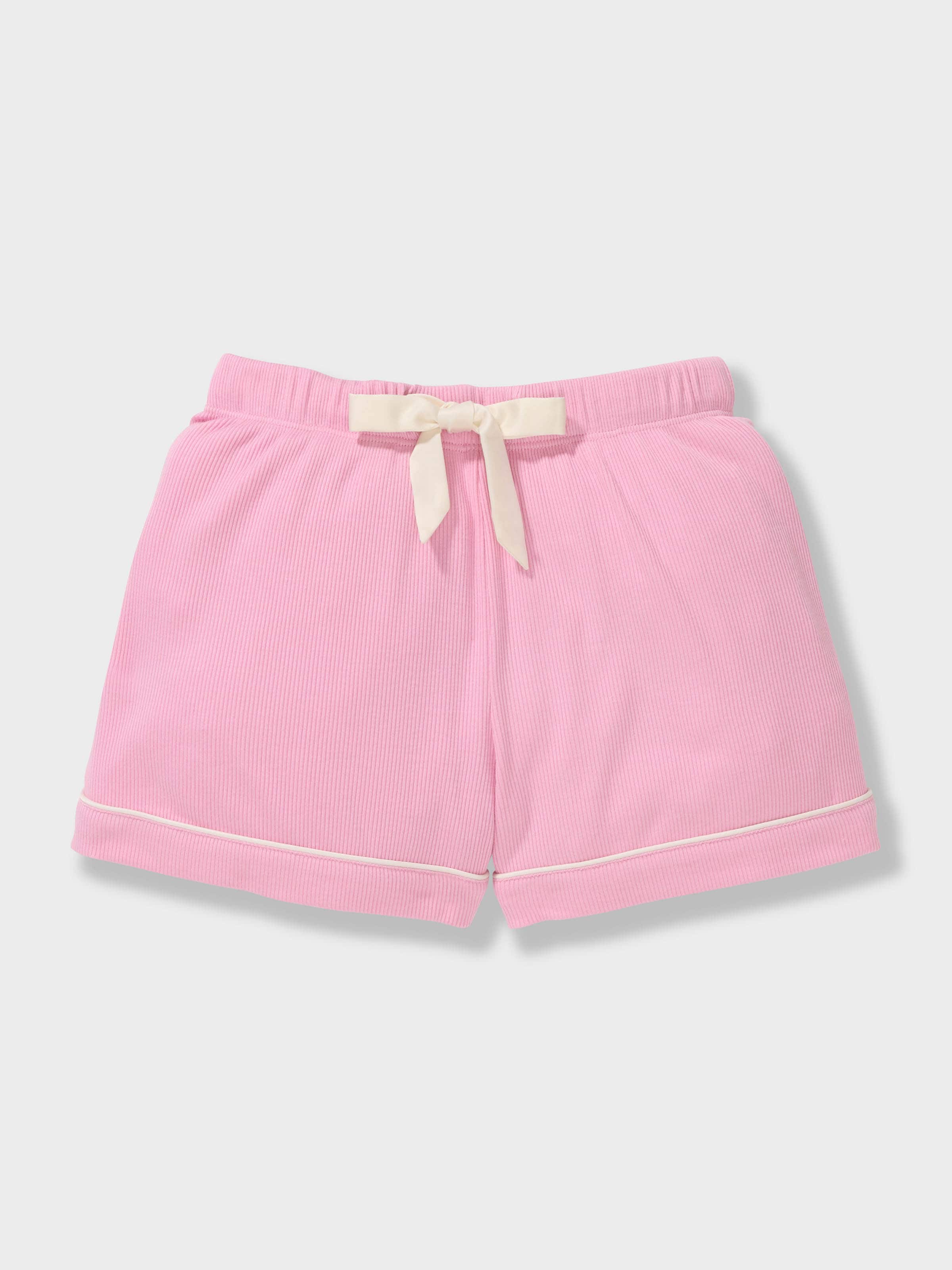 Girls Pink Bamboo Rib Shortie Pj Set
