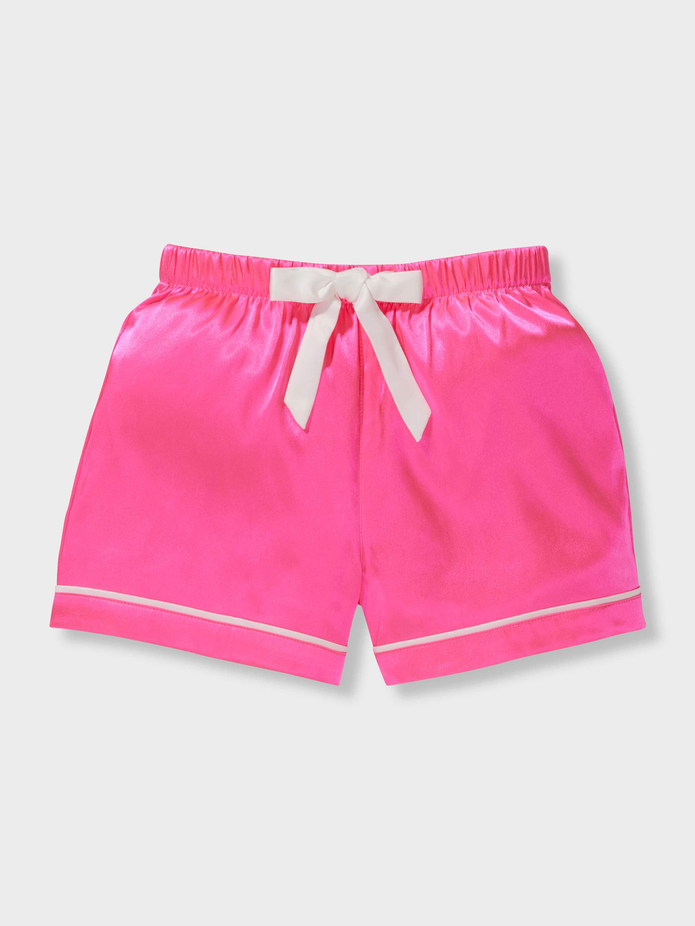 Jnr Girls Fluro Pink Chic Satin Boxed Shortie Pj Set